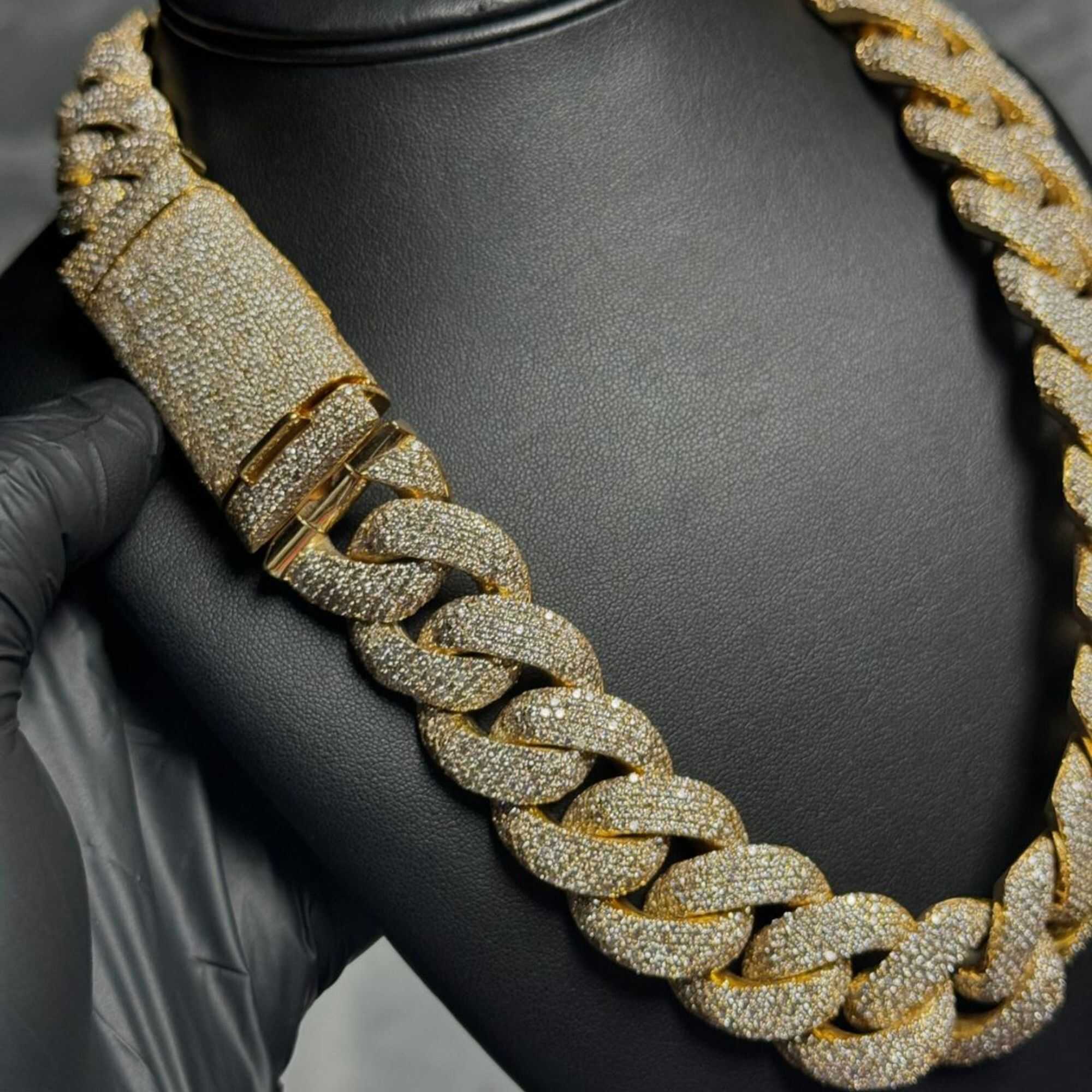 22mm Iced Out Cuban Link Chain With Moissanite Stones for Men & Women 2 22 mm Cuban Link Chain for men