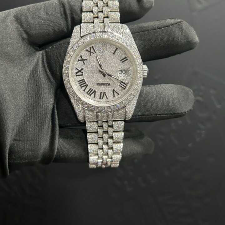 Luxury Moissanite Watches Fully Iced with Sleek Dial 3 Luxury Moissanite Watches Fully Iced with Sleek Dial - Image 3