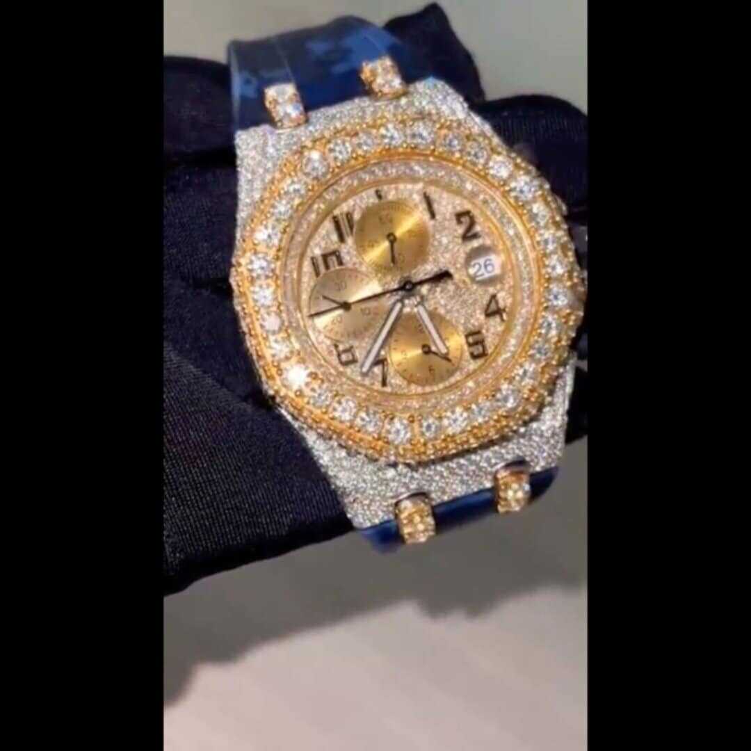VVS Shine Moissanite Iced Out Watch on Silicone Strap 1 VVS Shine Moissanite Iced Out Watch on Silicone Strap