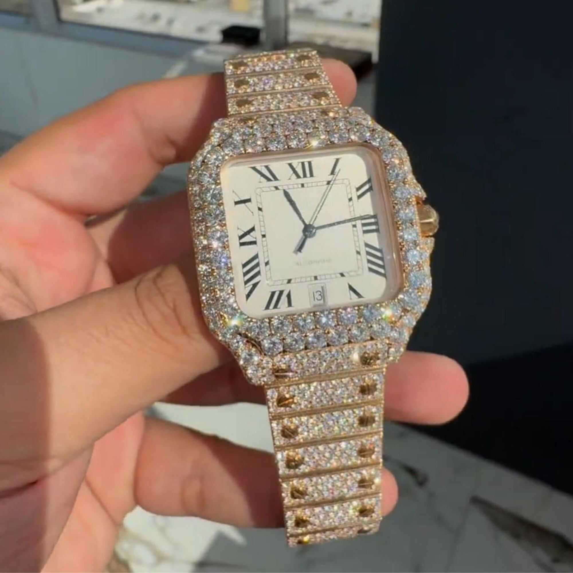 Iced Out Moissanite Watches with Full Stainless Steel Design 1 Iced Out Moissanite Watches with Full Stainless Steel Design