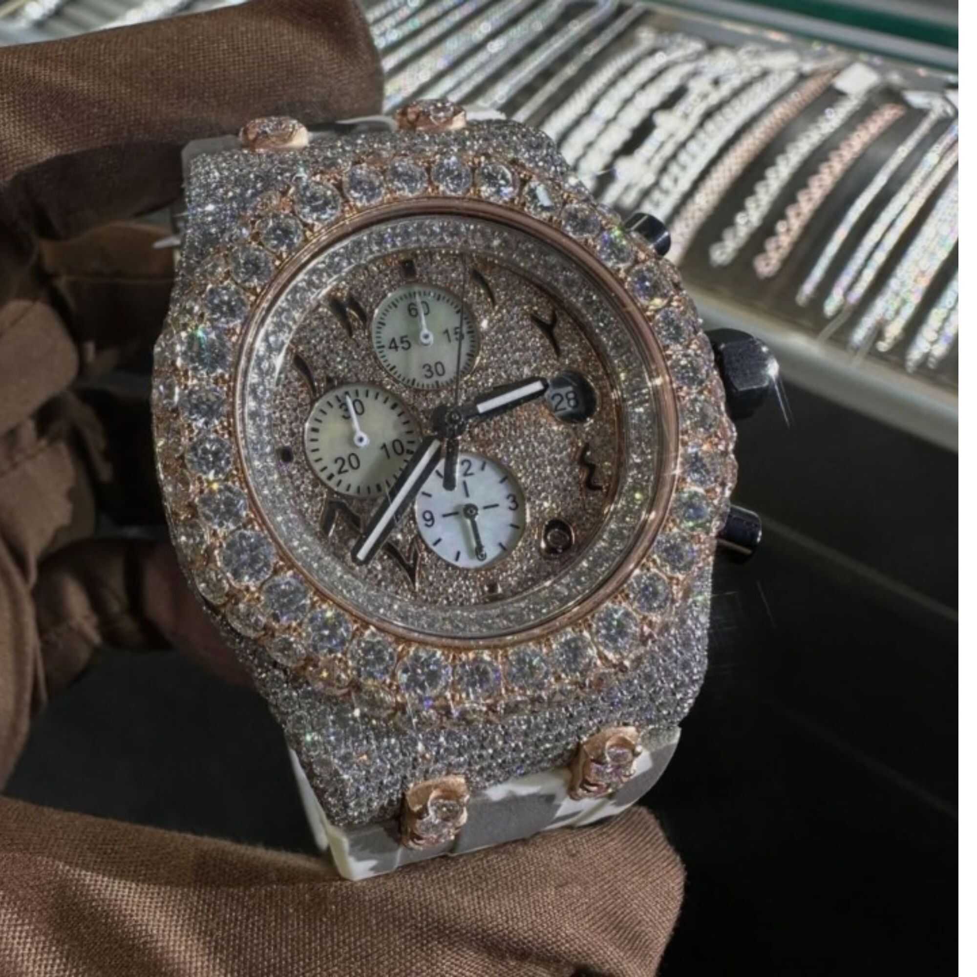 Moissanite Watches Fully Iced with Minimalist Round Dial for Men & Women 1 Moissanite Watches Fully Iced with Minimalist Round Dial for Men & Women