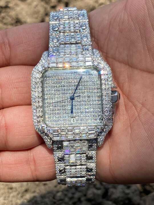 VVS Moissanite Diamonds Fully Bust Down Watch 1 VVS Moissanite Diamonds Fully Bust Down Watch