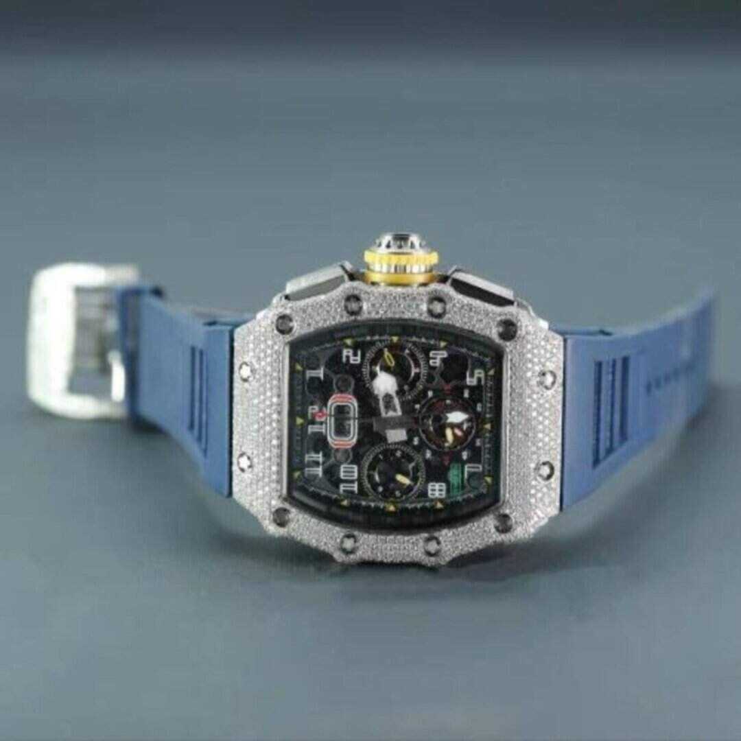 Moissanite Diamond Iced Out Silicone Band Watch 1 Moissanite Diamond Iced Out Silicone Band Watch