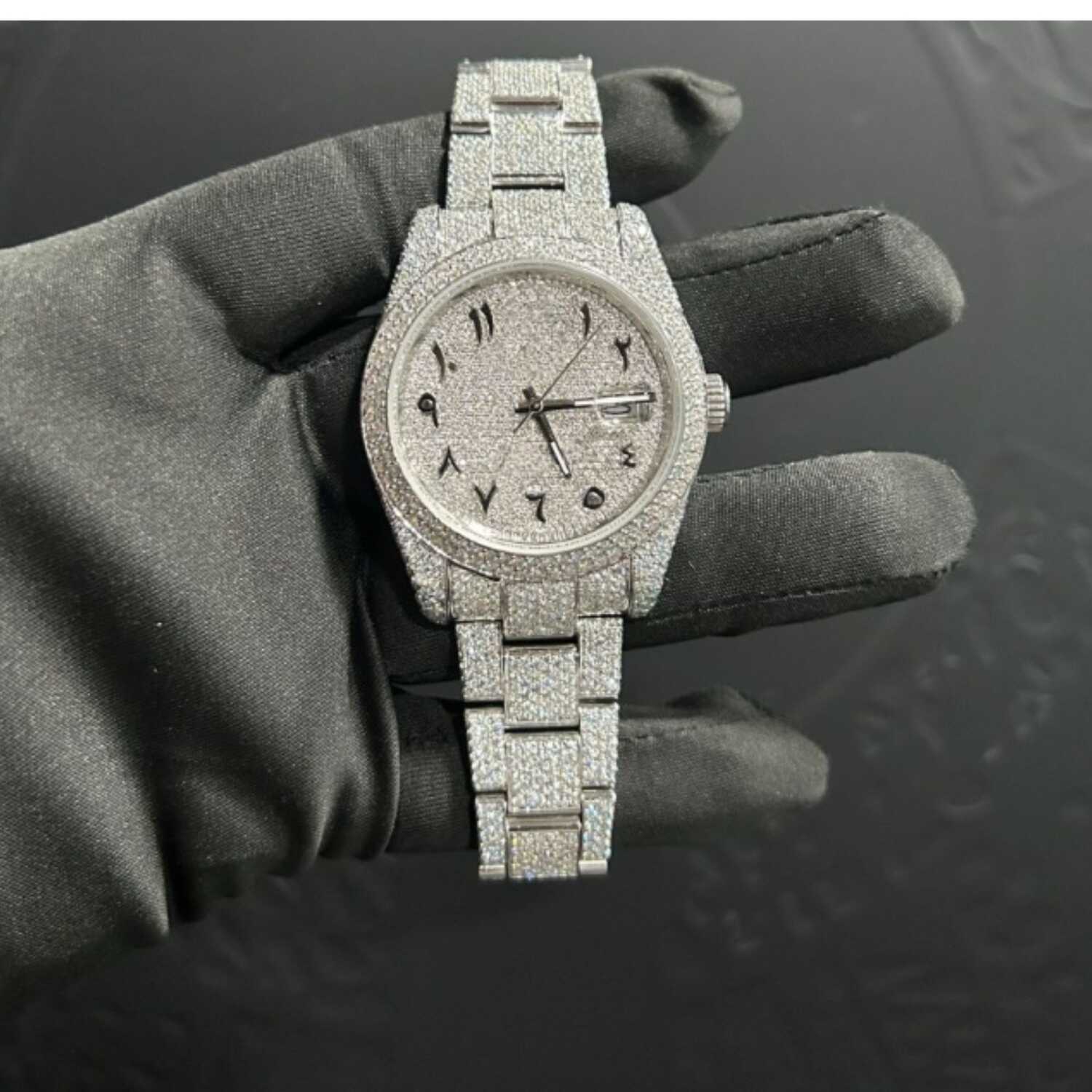 Moissanite Watches with Two-Tone Gold and Silver Iced Design 2 Moissanite Watches with Two-Tone Gold and Silver Iced Design - Image 2