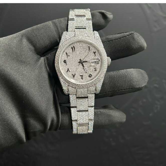 Moissanite Watches with Two-Tone Gold and Silver Iced Design