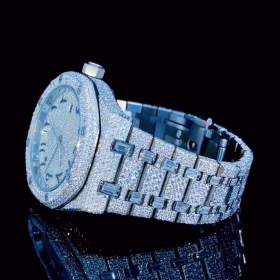 White Gold Plated Bust Down Moissanite Watch 4 White Gold Plated Bust Down Moissanite Watch - Image 4