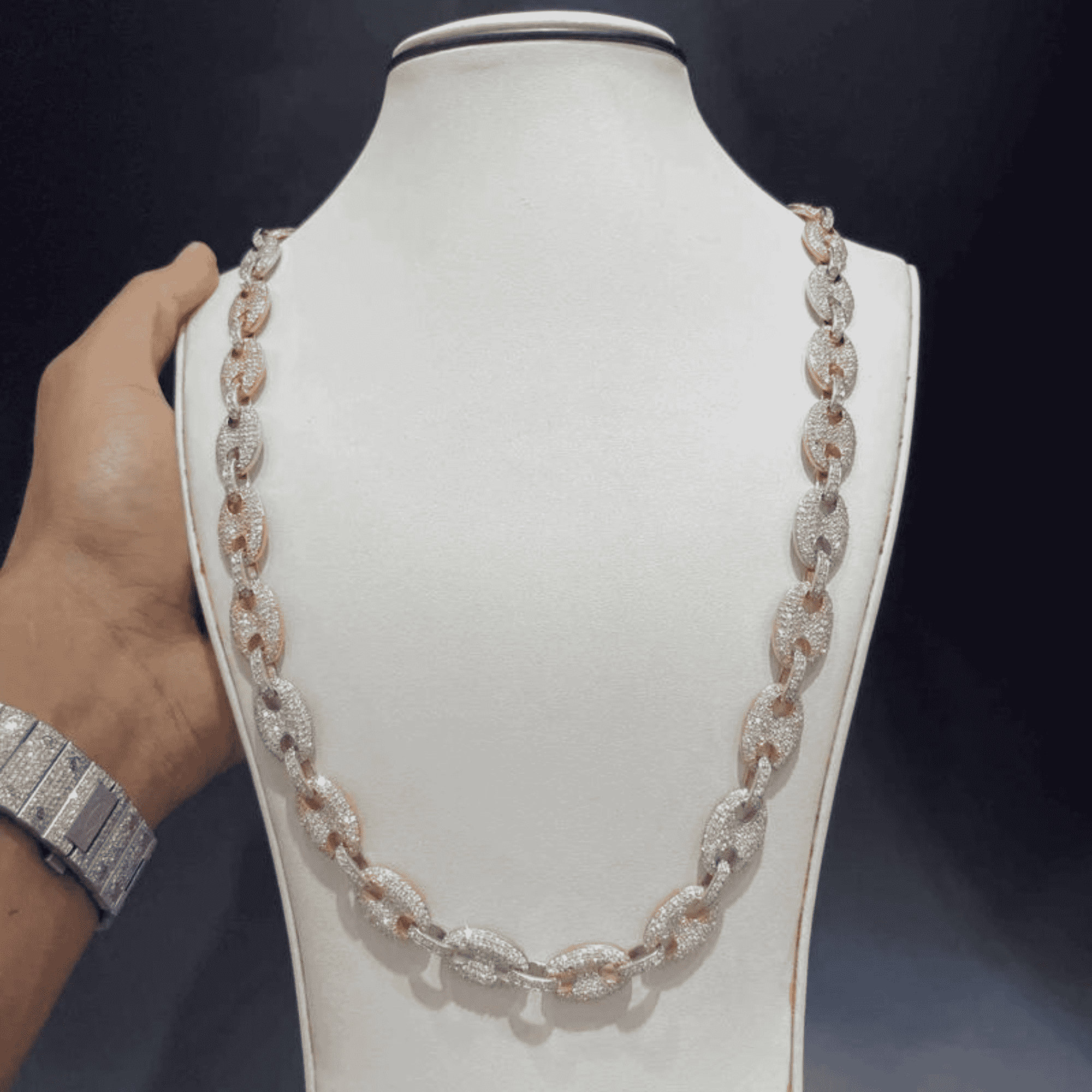 18mm Mens Silver Cuban Link Chain Moissanite 1 18mm Mens Silver Cuban Link Chain Moissanite