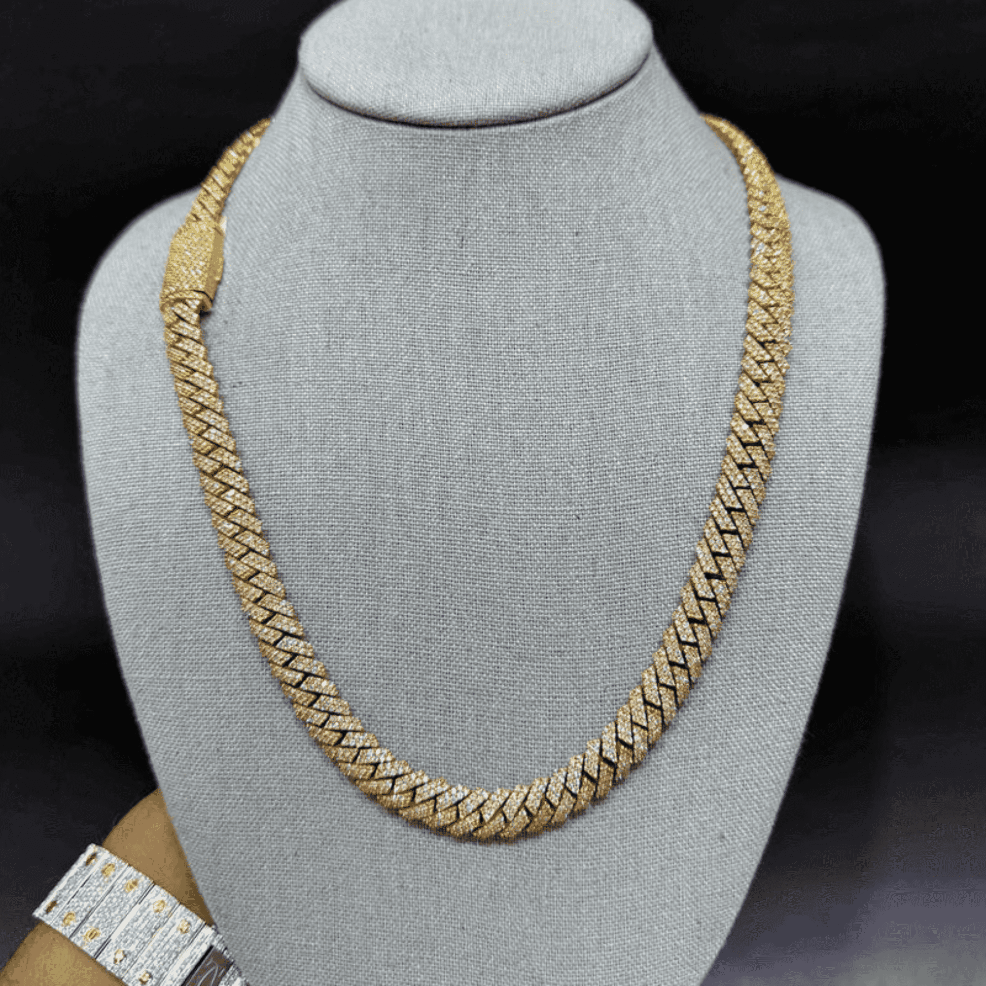 14mm Mens Moissanite 10k Gold Cuban Link Chain 2 14mm Mens Moissanite 10k Gold Cuban Link Chain