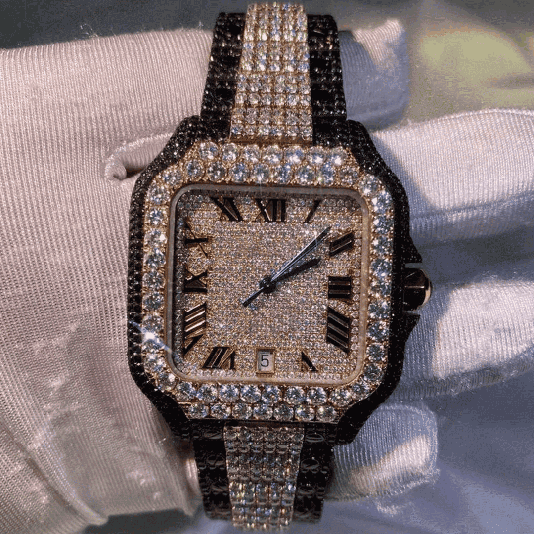 Iced Out VVS Moissanite Watch Pass Diamond Tester 1 Iced Out Watch – Inspired by Cartier Style, Luxury Moissanite Design