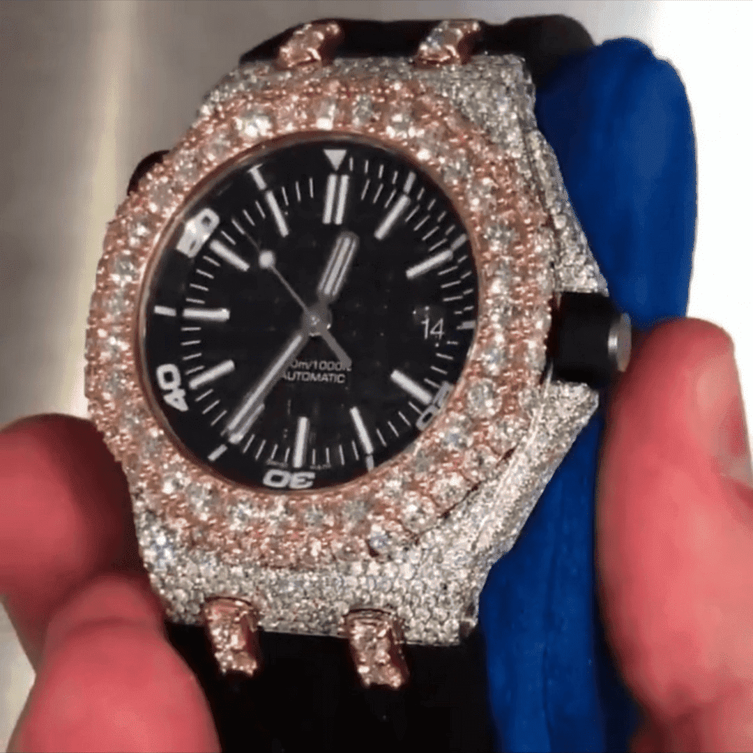 Iced Out Moissanite Watch with Sporty Silicone Band 4 Iced Out Moissanite Watch with Sporty Silicone Band - Image 4
