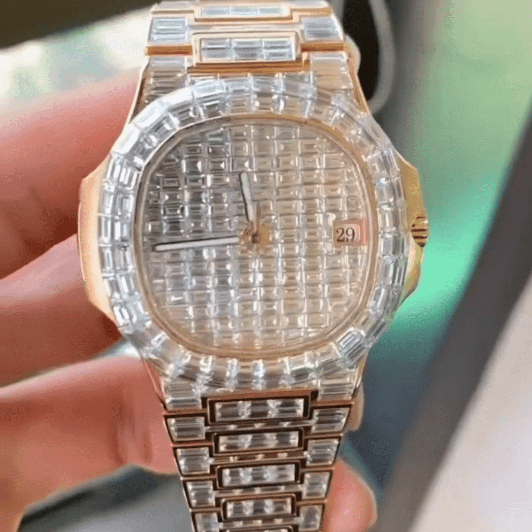 Stylish Iced Out VVS Moissanite Chronograph Watch 1 Stylish Iced Out VVS Moissanite Chronograph Watch