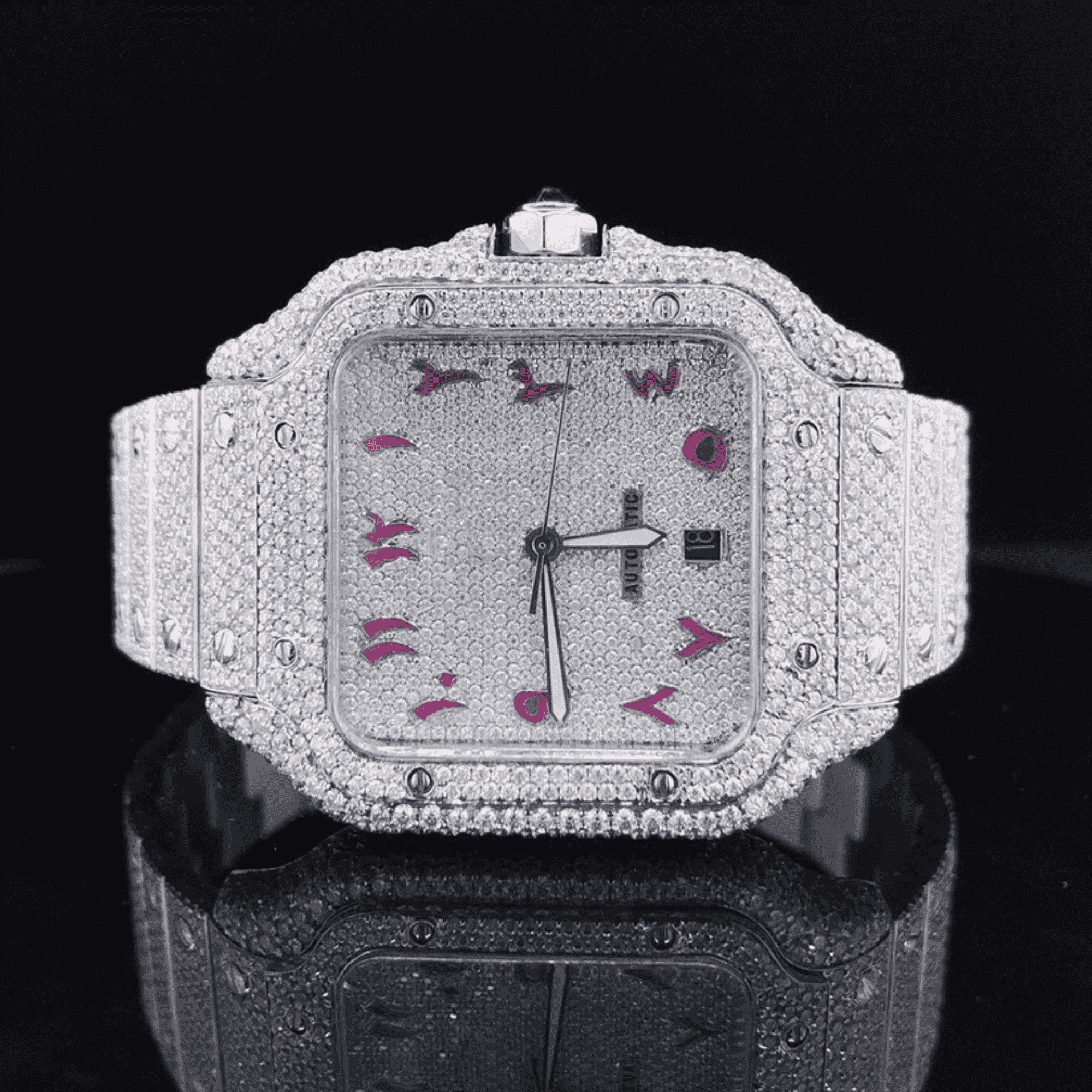 Stainless Steel Diamond-Cut VVS Moissanite Watch 1 Stainless Steel Diamond-Cut VVS Moissanite Watch
