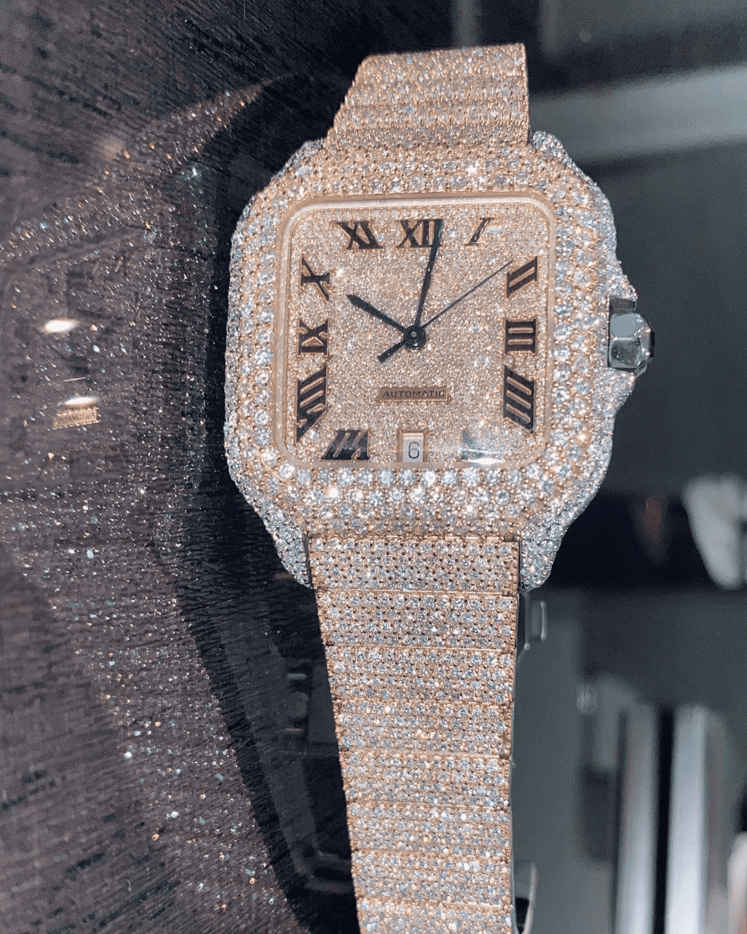 Stainless Steel Bust Down Moissanite Watch for Wedding 3 Stainless Steel Bust Down Moissanite Watch for Wedding - Image 3