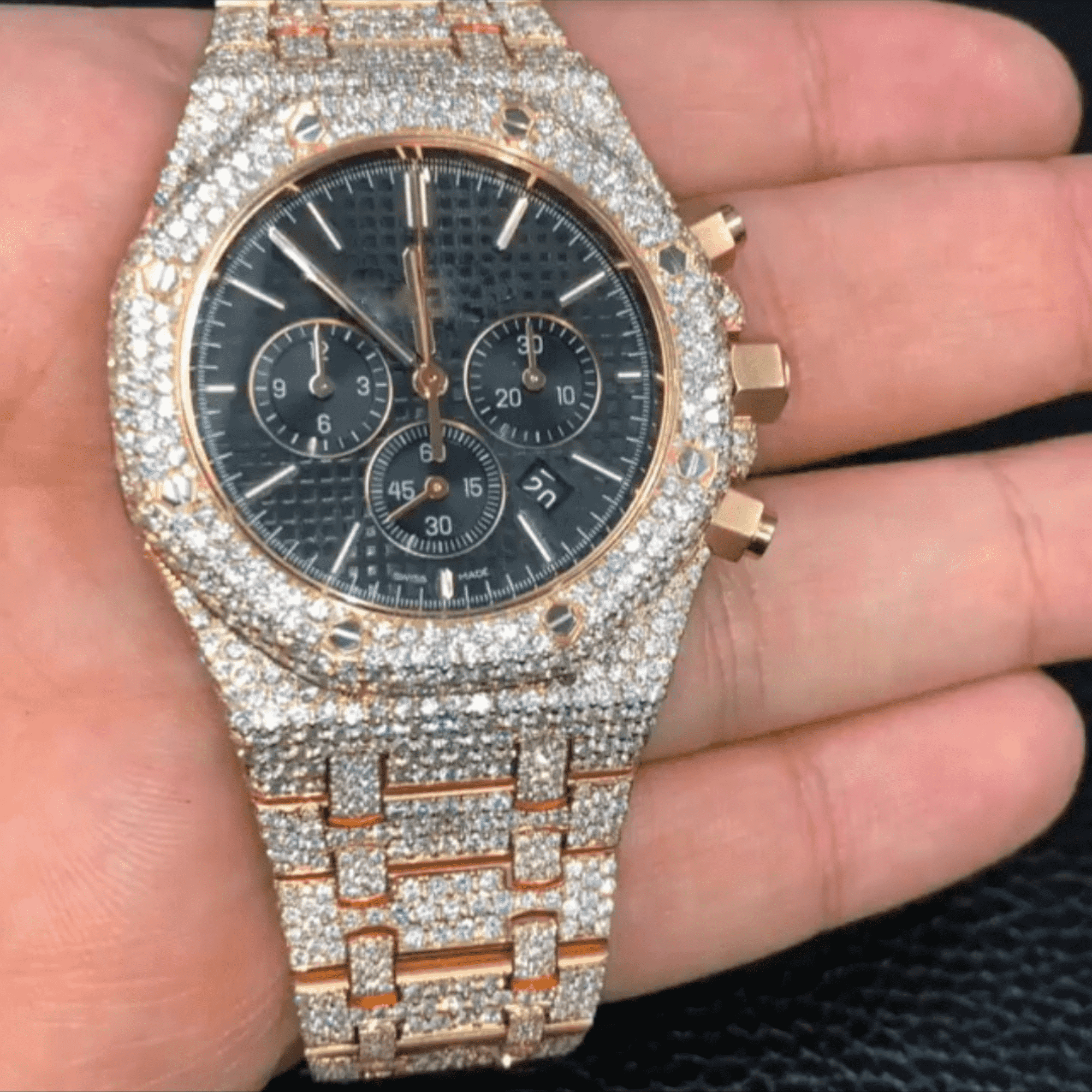 Full-Iced Moissanite Diamond Bust-Down Watch 5 Full-Iced Moissanite Diamond Bust-Down Watch - Image 5