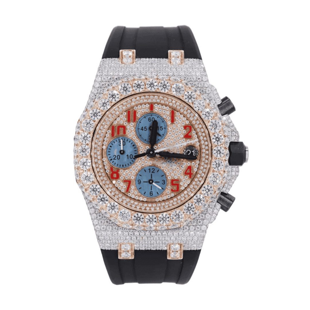 VVS Moissanite Watch Iced Out With Silicone Band 5 VVS Moissanite Watch Iced Out With Silicone Band - Image 5