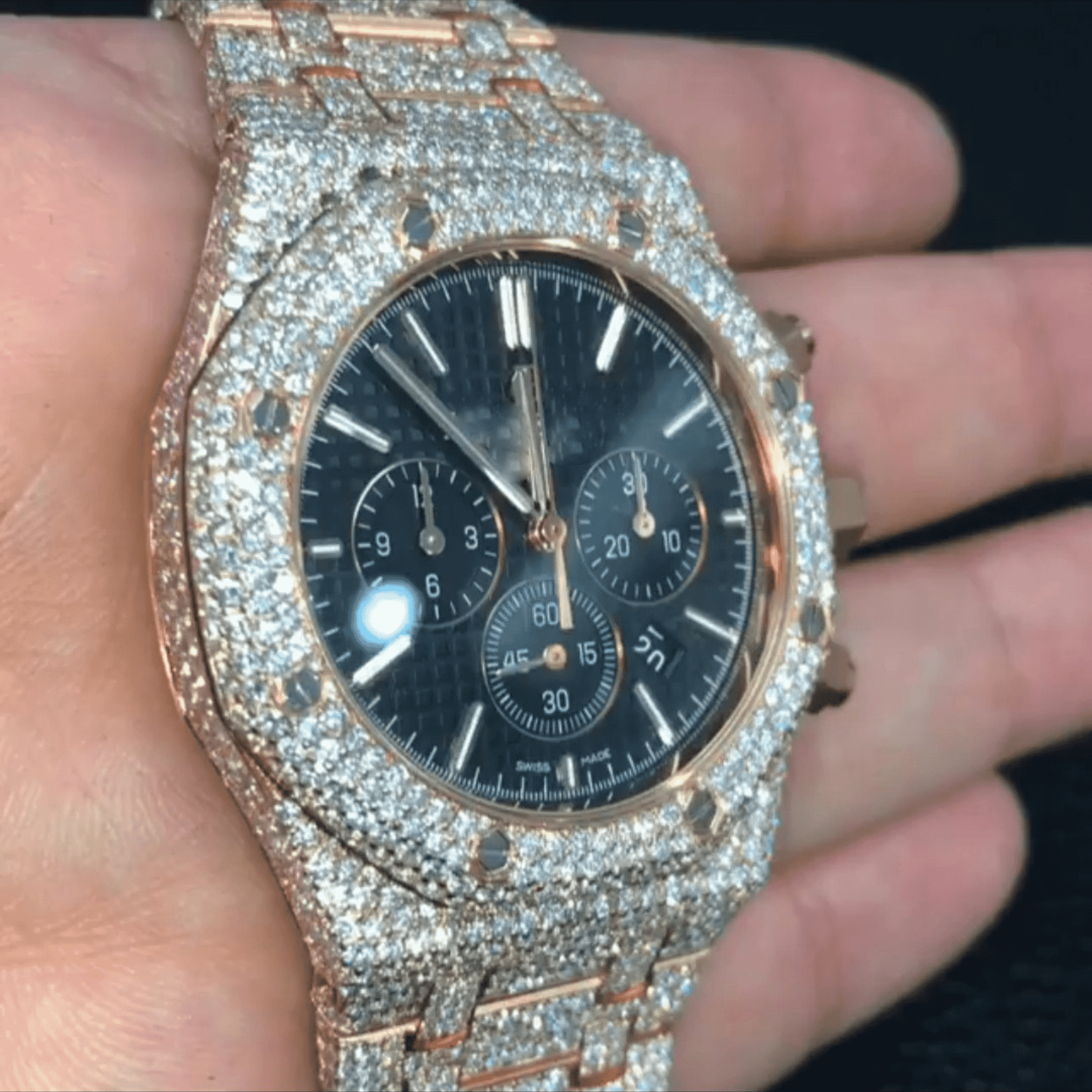 Full-Iced Moissanite Diamond Bust-Down Watch 4 Full-Iced Moissanite Diamond Bust-Down Watch - Image 4
