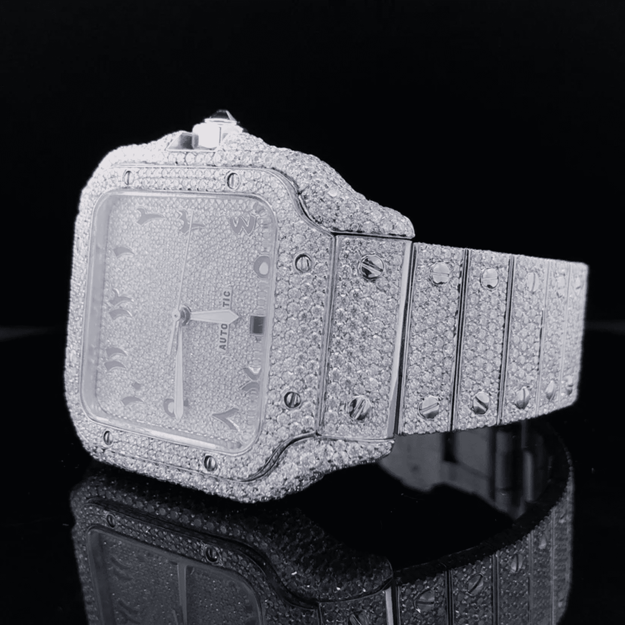 Stainless Steel Diamond-Cut VVS Moissanite Watch 4 Stainless Steel Diamond-Cut VVS Moissanite Watch - Image 4