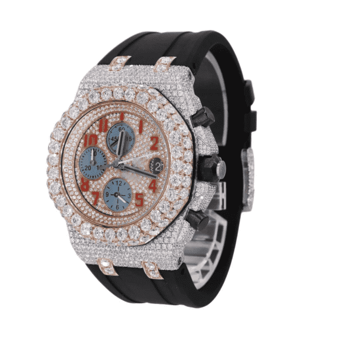VVS Moissanite Watch Iced Out With Silicone Band 1 VVS Moissanite Watch Iced Out With Silicone Band