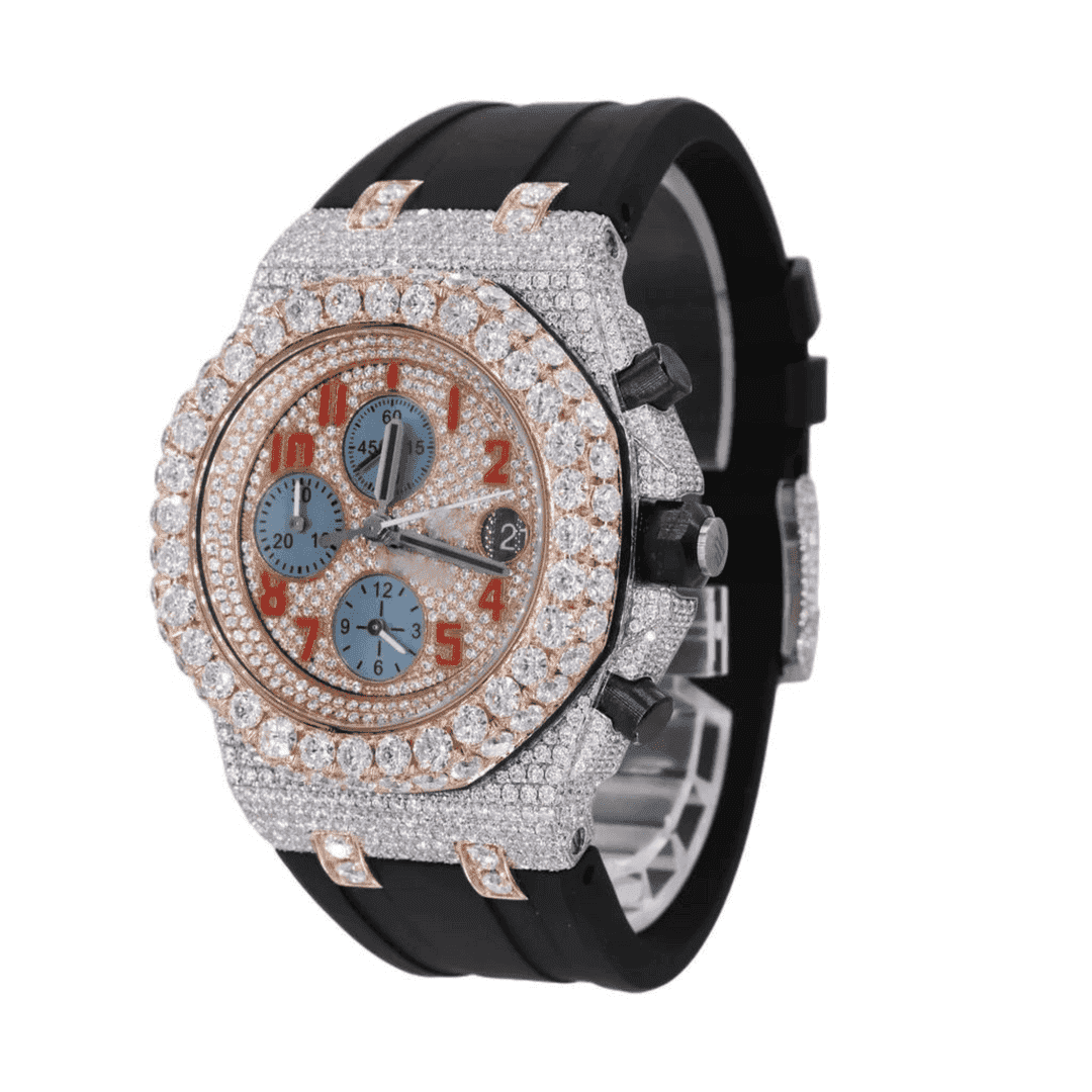 VVS Moissanite Watch Iced Out With Silicone Band 4 VVS Moissanite Watch Iced Out With Silicone Band - Image 4