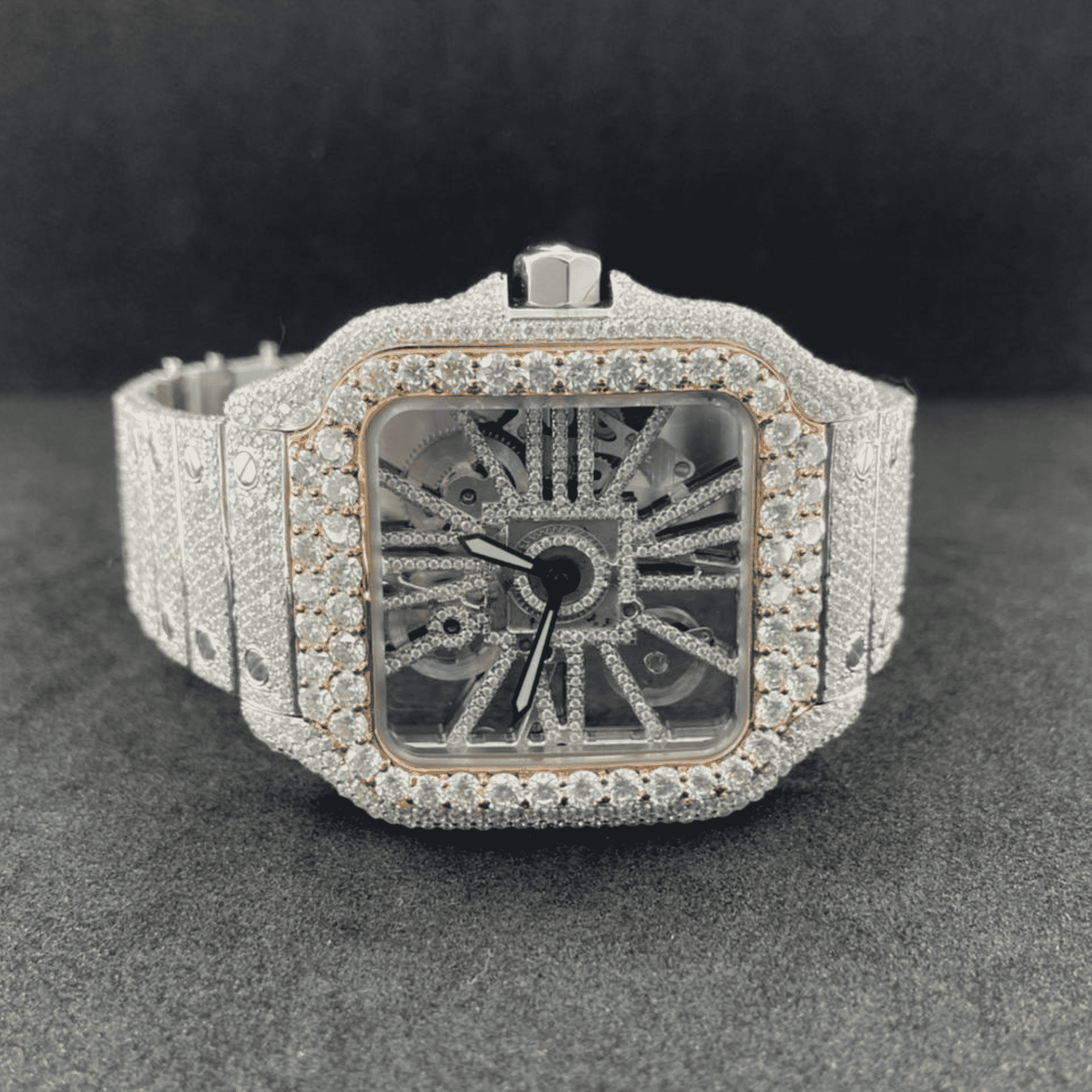 Trendy Men's Watch Iced Out 44mm White Gold Plated 1 Trendy Men's Watch Iced Out 44mm White Gold Plated