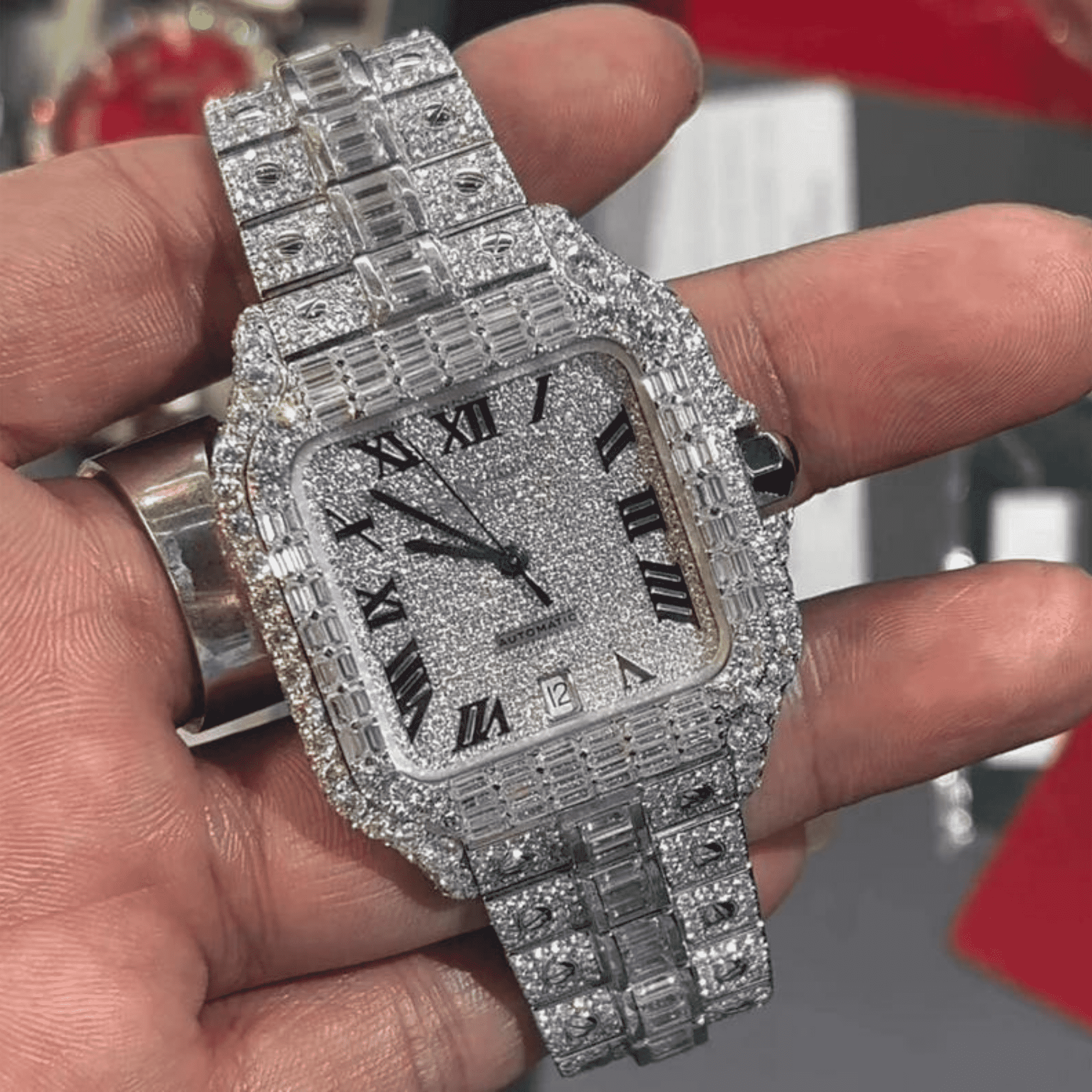 Moissanite Diamond Watch In Unique Style Fully Iced Out Watch 1 Moissanite Diamond Watch In Unique Style Fully Iced Out Watch