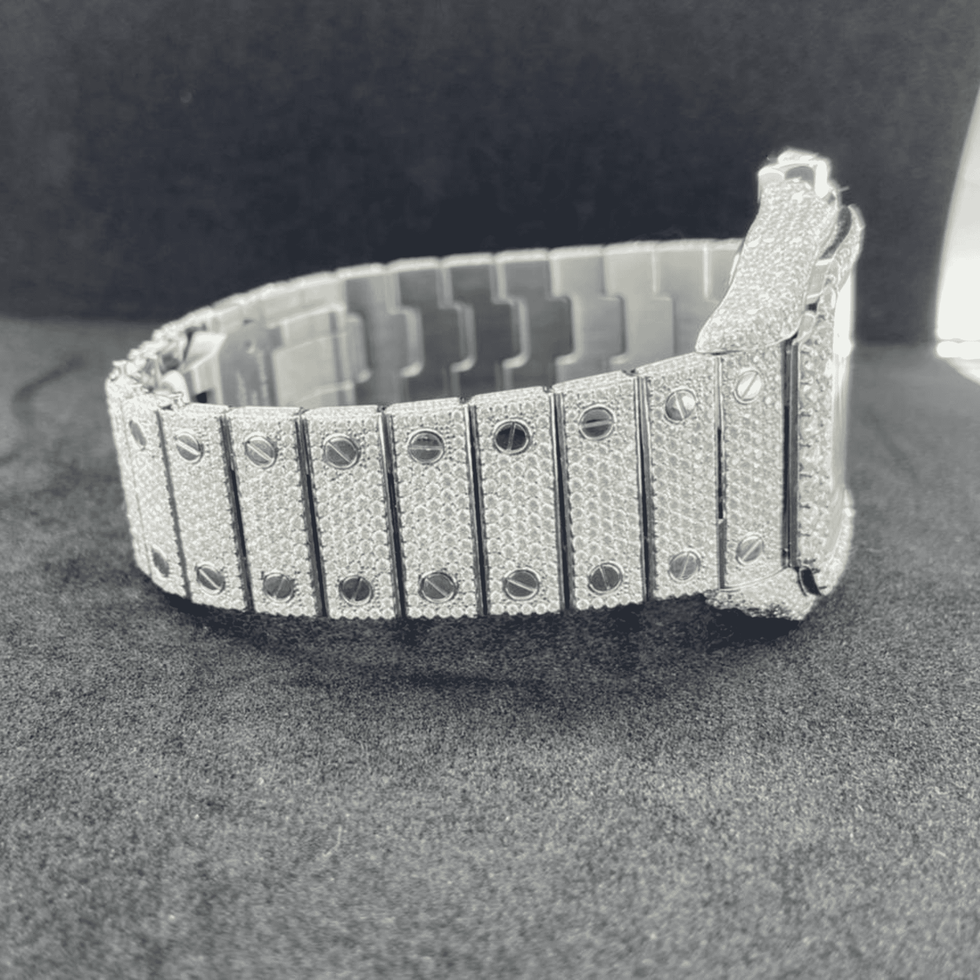 Trendy Men's Watch Iced Out 44mm White Gold Plated 2 Trendy Men's Watch Iced Out 44mm White Gold Plated - Image 2