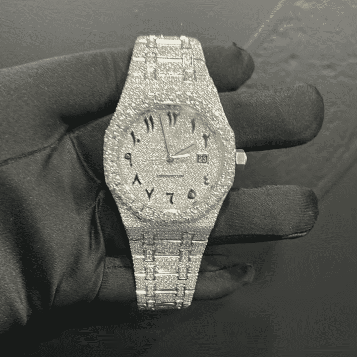 Premium 44MM Iced Out Watch 14K White Gold Plated 2 Premium 44MM Iced Out Watch 14K White Gold Plated - Image 2