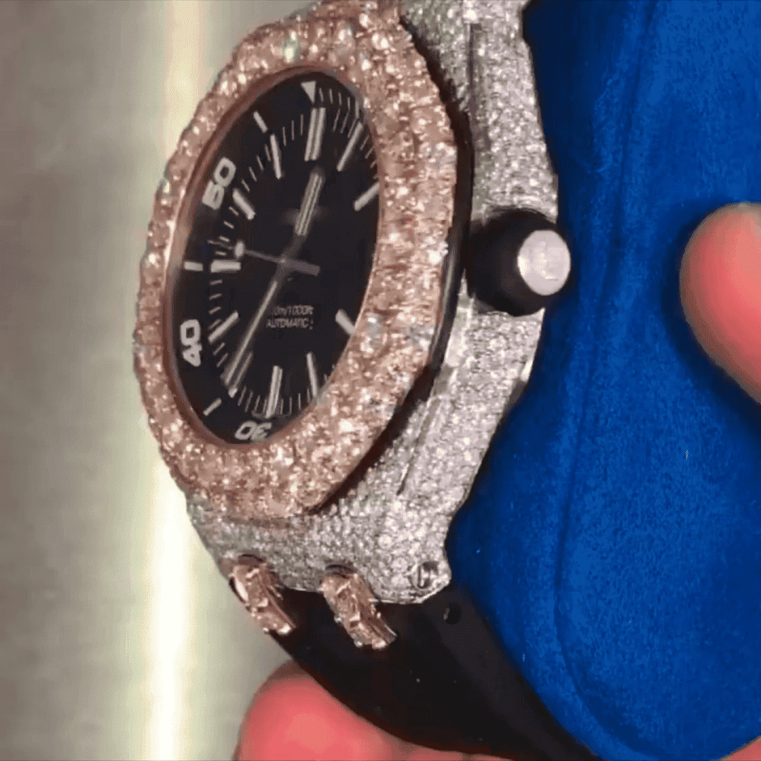 Iced Out Moissanite Watch with Sporty Silicone Band 2 Iced Out Moissanite Watch with Sporty Silicone Band - Image 2