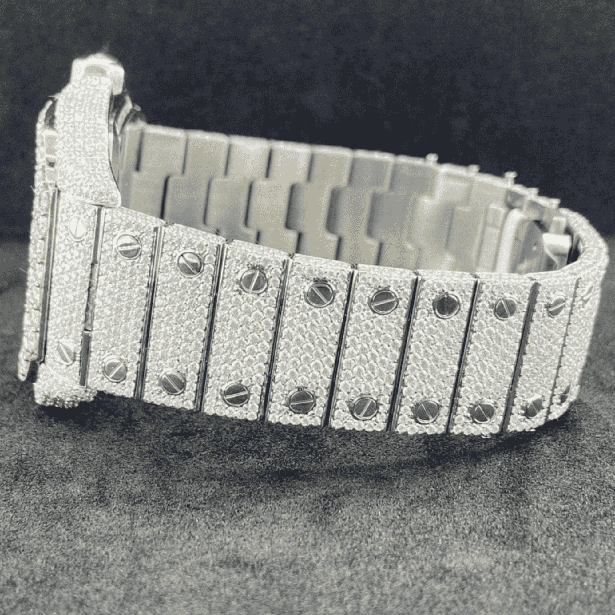 Trendy Men's Watch Iced Out 44mm White Gold Plated 3 Trendy Men's Watch Iced Out 44mm White Gold Plated - Image 3