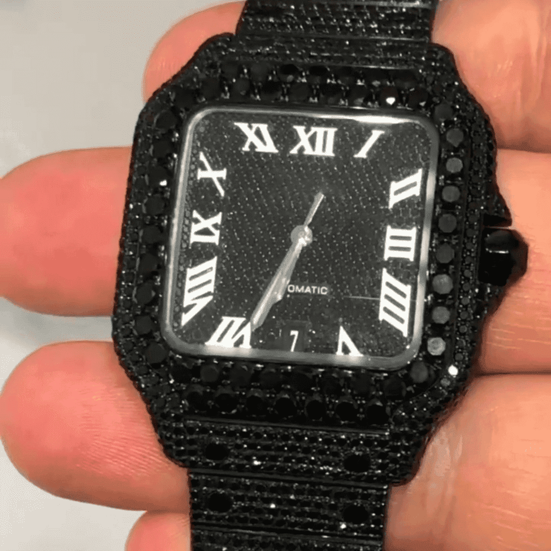 Iced Out VVS Moissanite Watch in Stainless Steel 1 Iced Out VVS Moissanite Watch in Stainless Steel