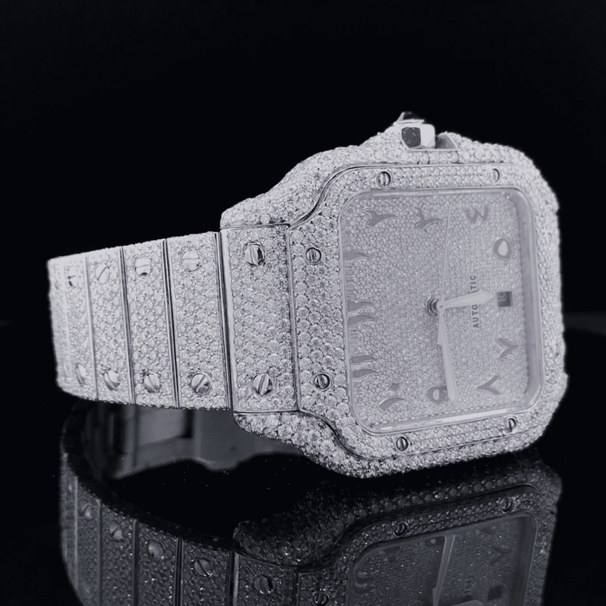 Stainless Steel Diamond-Cut VVS Moissanite Watch 2 Stainless Steel Diamond-Cut VVS Moissanite Watch - Image 2