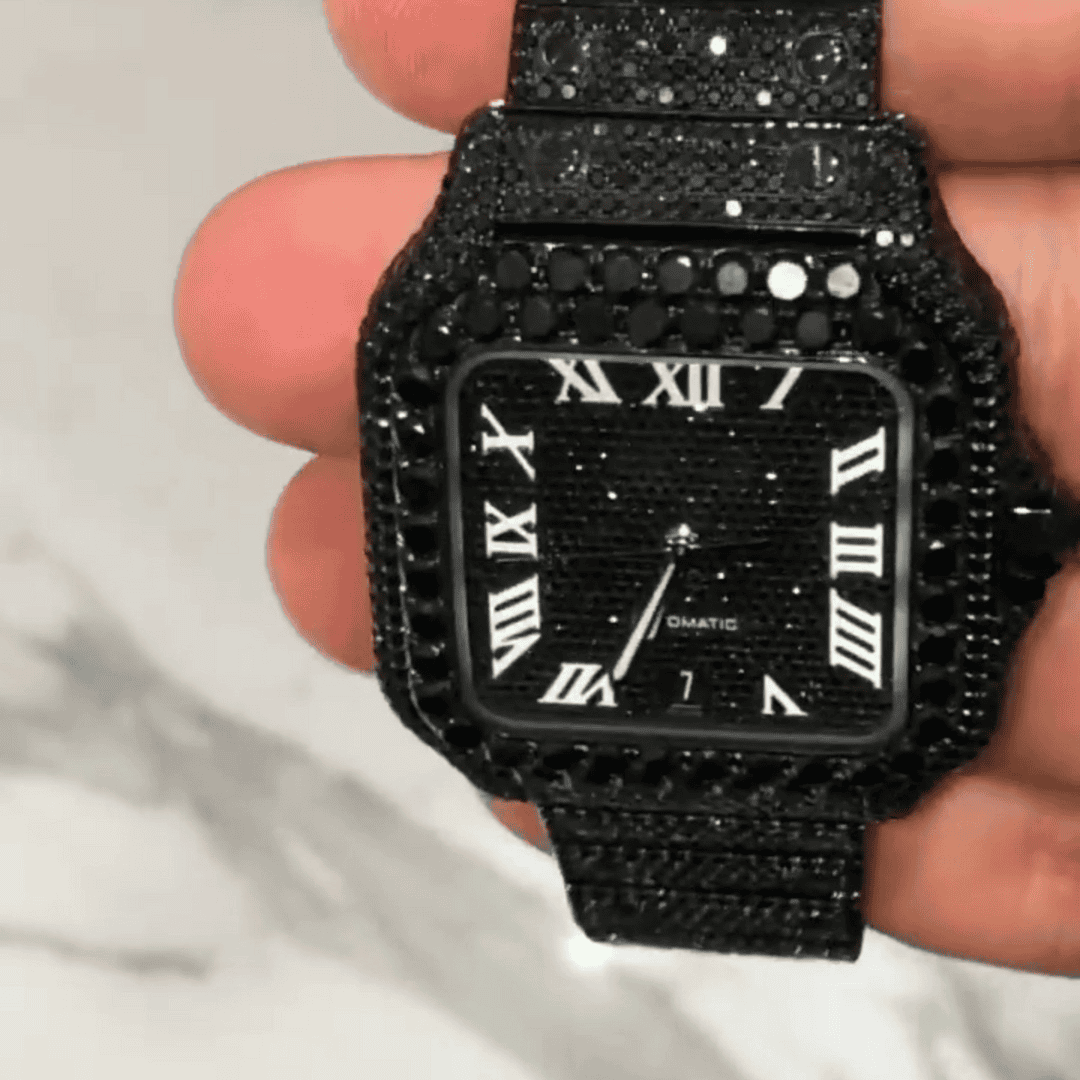 Iced Out VVS Moissanite Watch in Stainless Steel 2 Iced Out VVS Moissanite Watch in Stainless Steel - Image 2