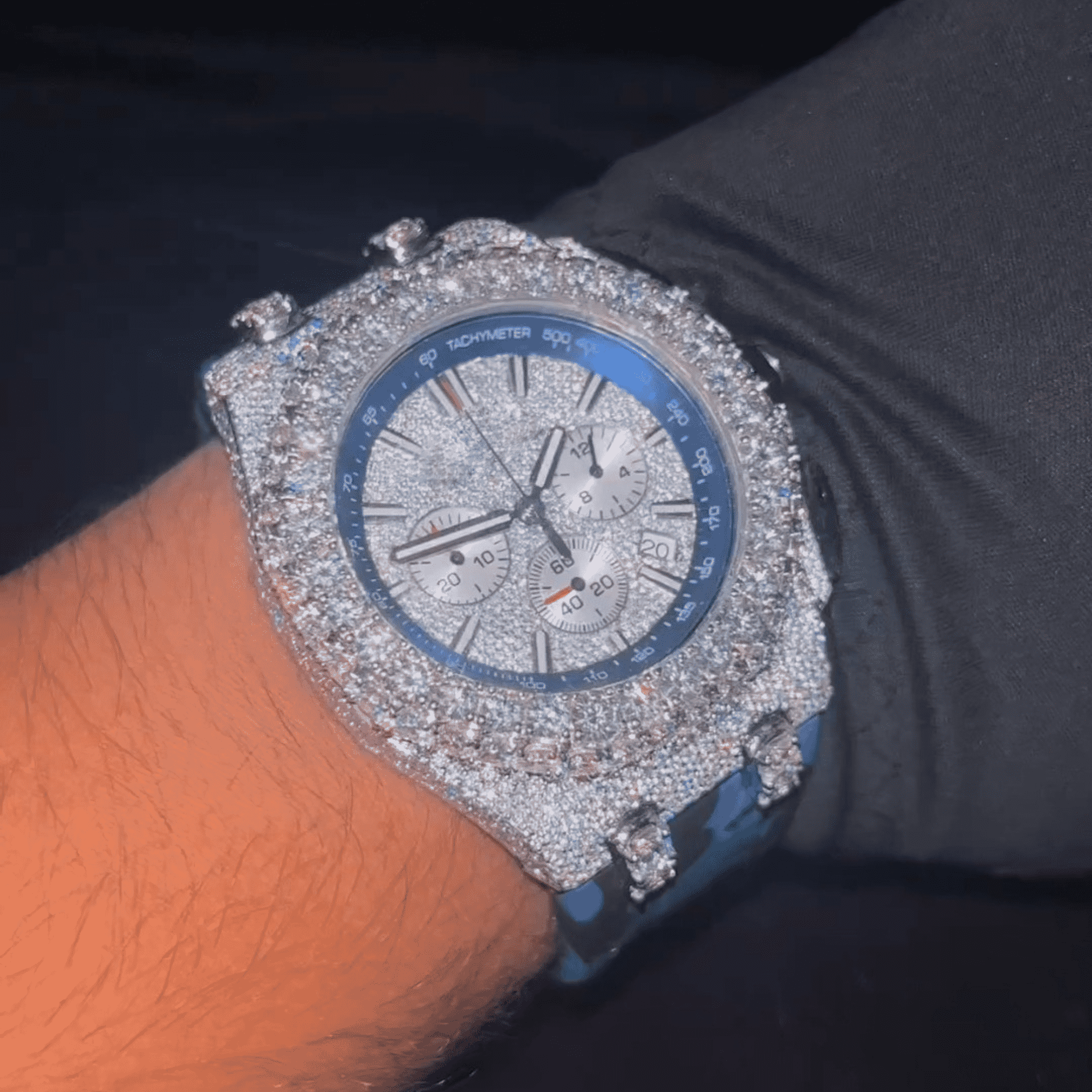 Stylish Moissanite Iced Out Watch with Premium Silicone Band 1 Stylish Moissanite Iced Out Watch with Premium Silicone Band