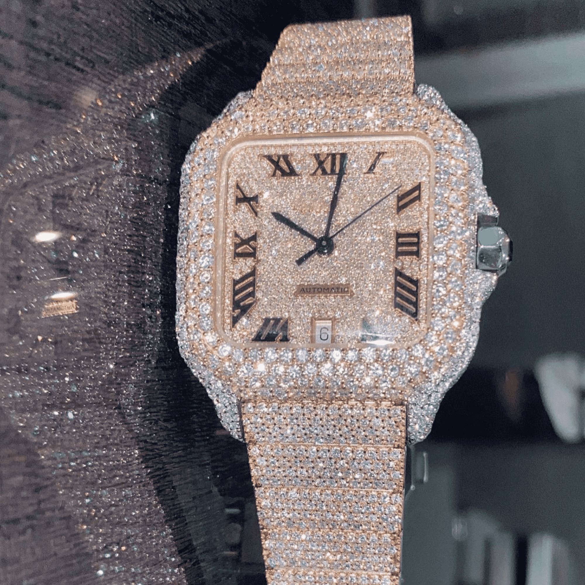 Stainless Steel Bust Down Moissanite Watch for Wedding 1 Stainless Steel Bust Down Moissanite Watch for Wedding