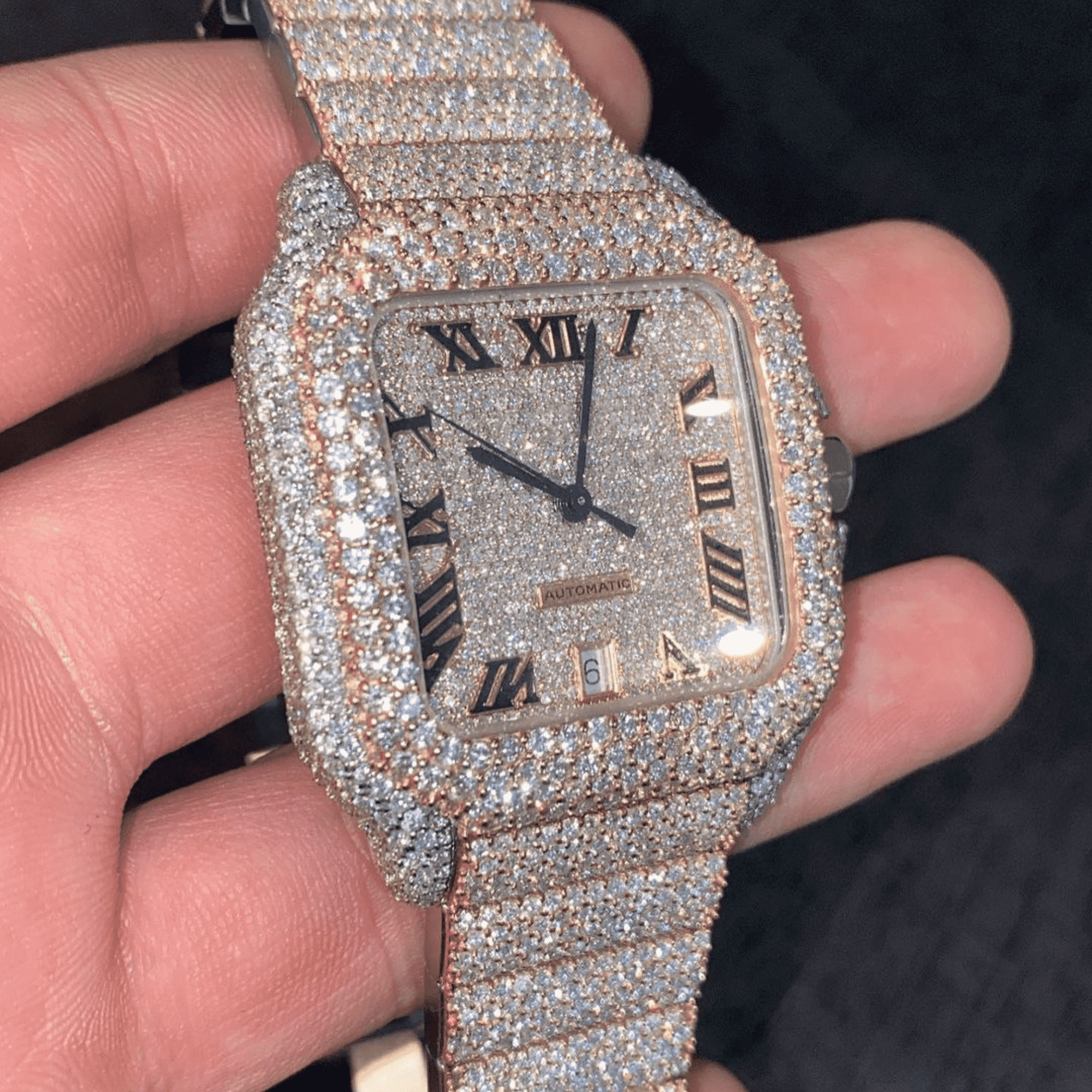 Stainless Steel Bust Down Moissanite Watch for Wedding 6 Stainless Steel Bust Down Moissanite Watch for Wedding - Image 6