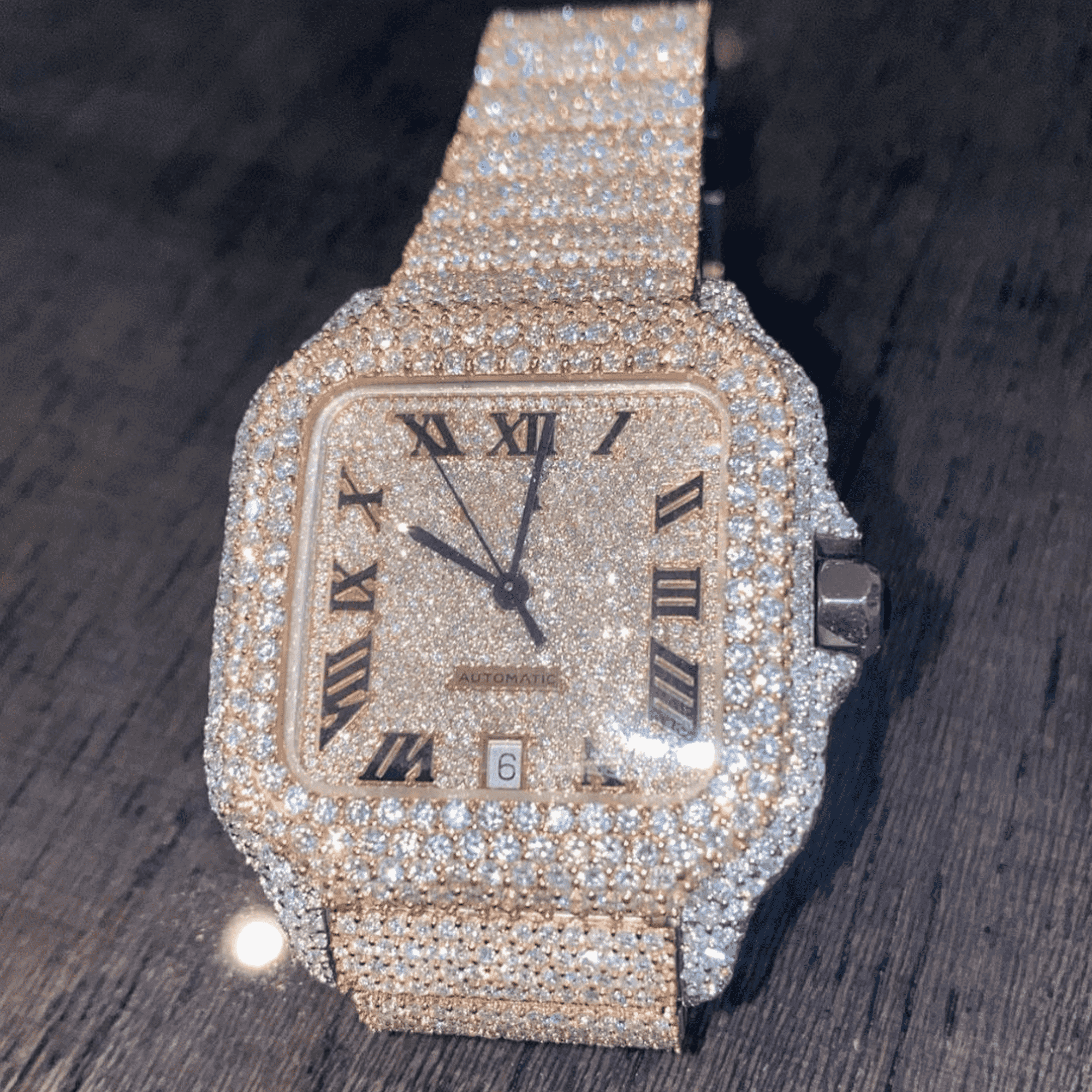 Stainless Steel Bust Down Moissanite Watch for Wedding 4 Stainless Steel Bust Down Moissanite Watch for Wedding - Image 4