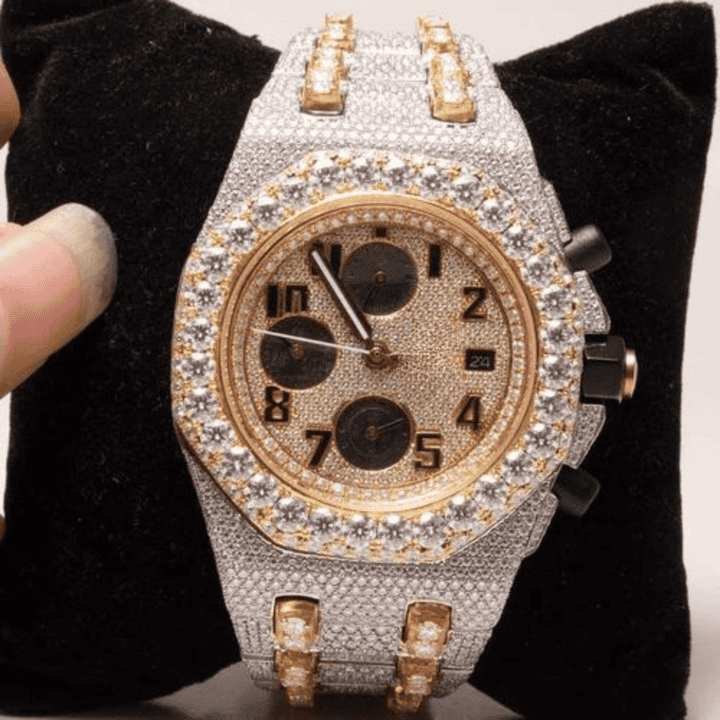 Moissanite Iced Out Watch with Stylish Dial 1 Moissanite Iced Out Watch with Stylish Dial