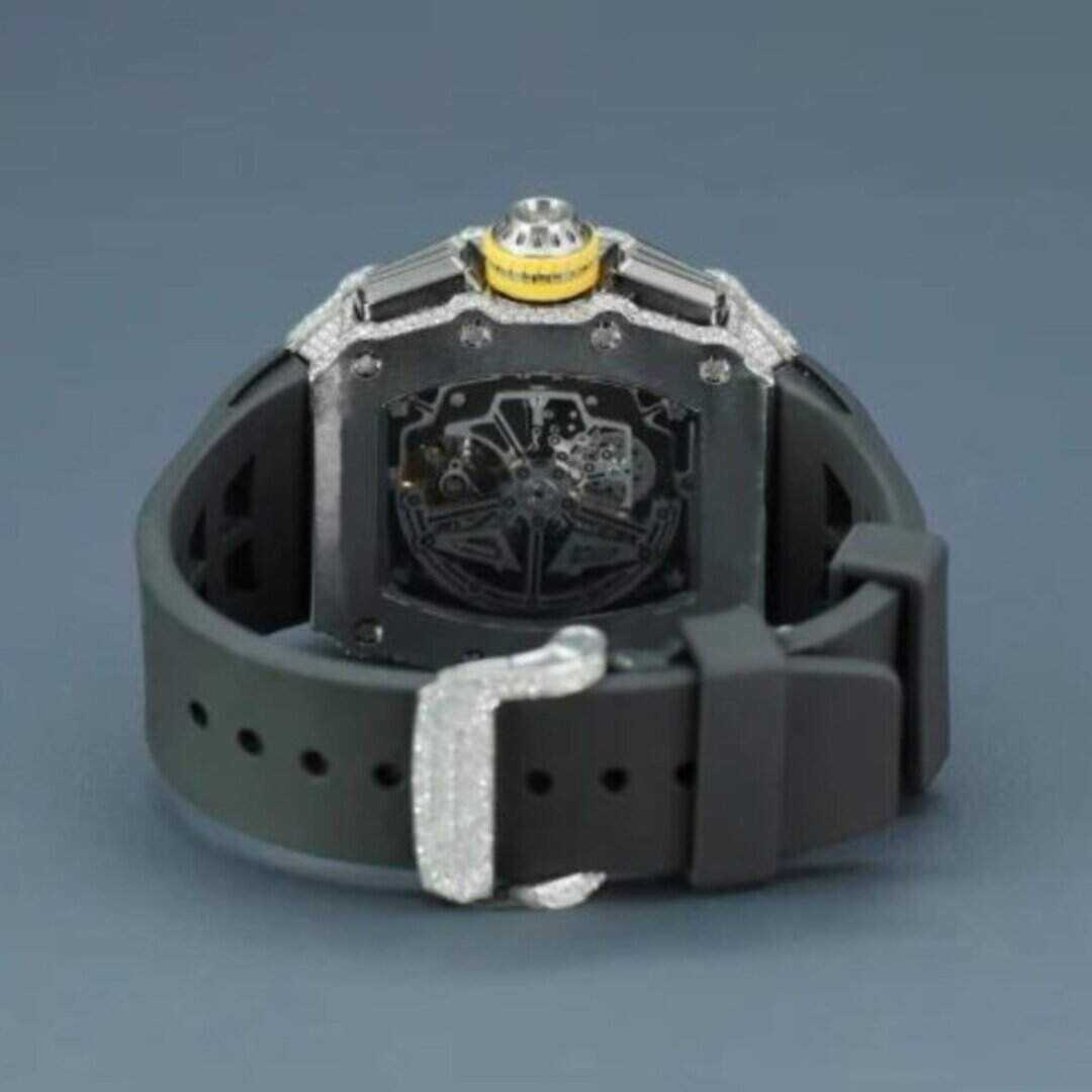 Moissanite Iced Out Chronograph Watch with Silicone Band 4 Moissanite Iced Out Chronograph Watch with Silicone Band - Image 4