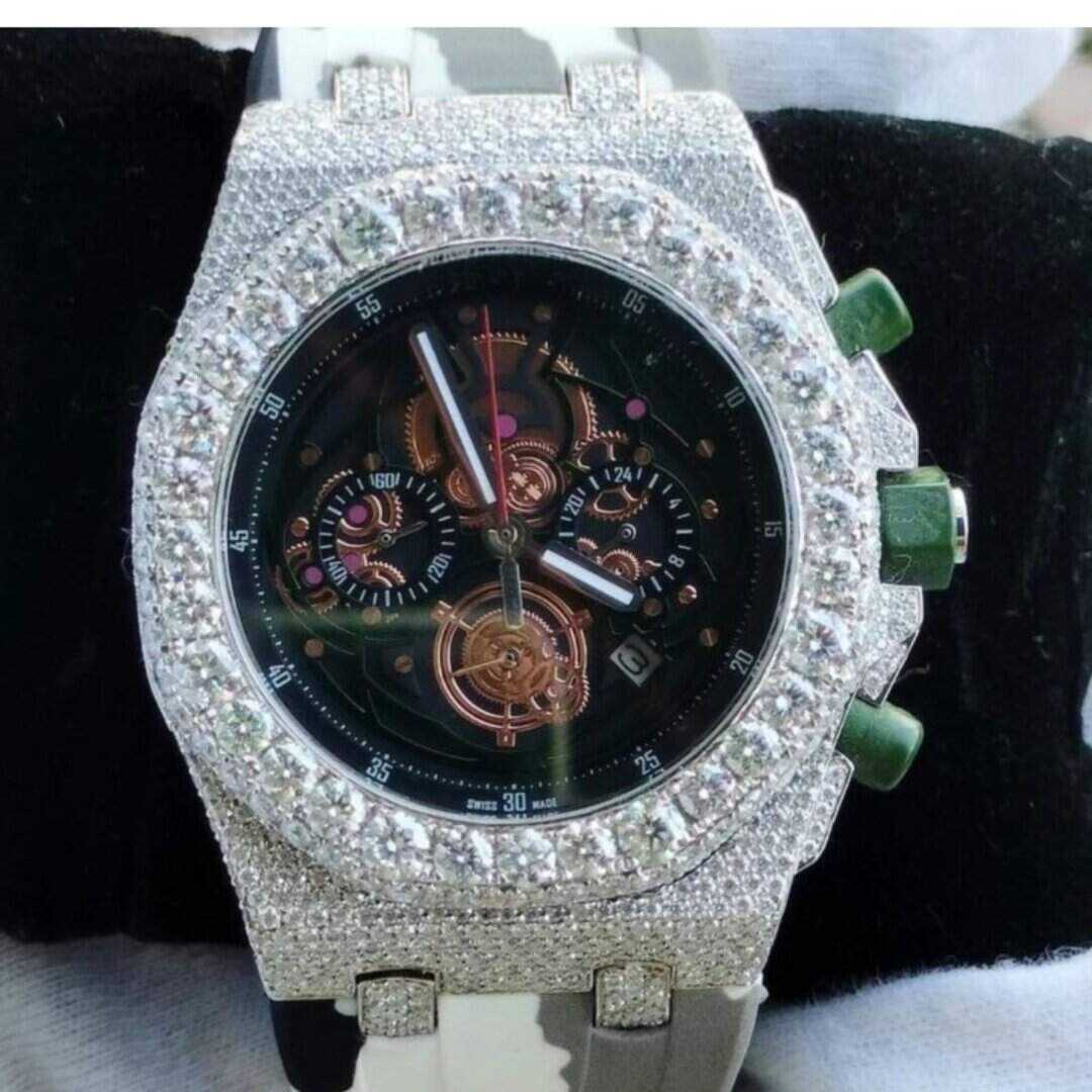 Moissanite Bling Watch with Silicone Band 1 Moissanite Bling Watch with Silicone Band