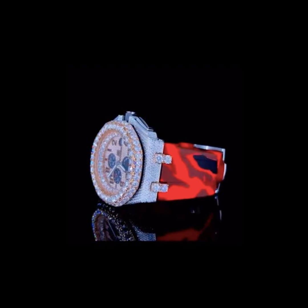 Moissanite Iced Out Silicone Band Watch, VVS Moissanite Watch 6 Moissanite Iced Out Silicone Band Watch, VVS Moissanite Watch - Image 6