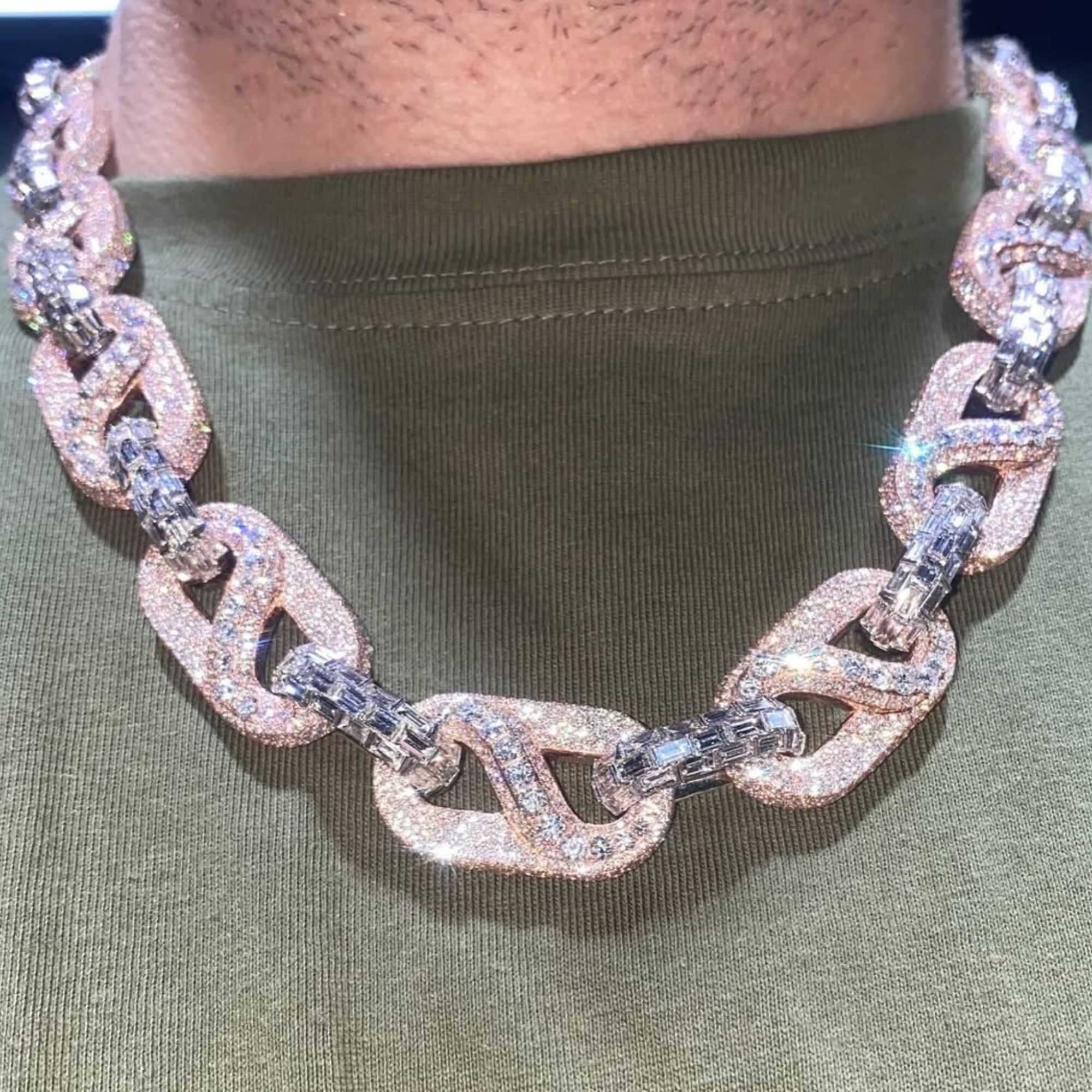20mm Diamond Chain For Men, Diamond Cut Cuban Link Chain 3 20 mm Cuban Link Chain for men
