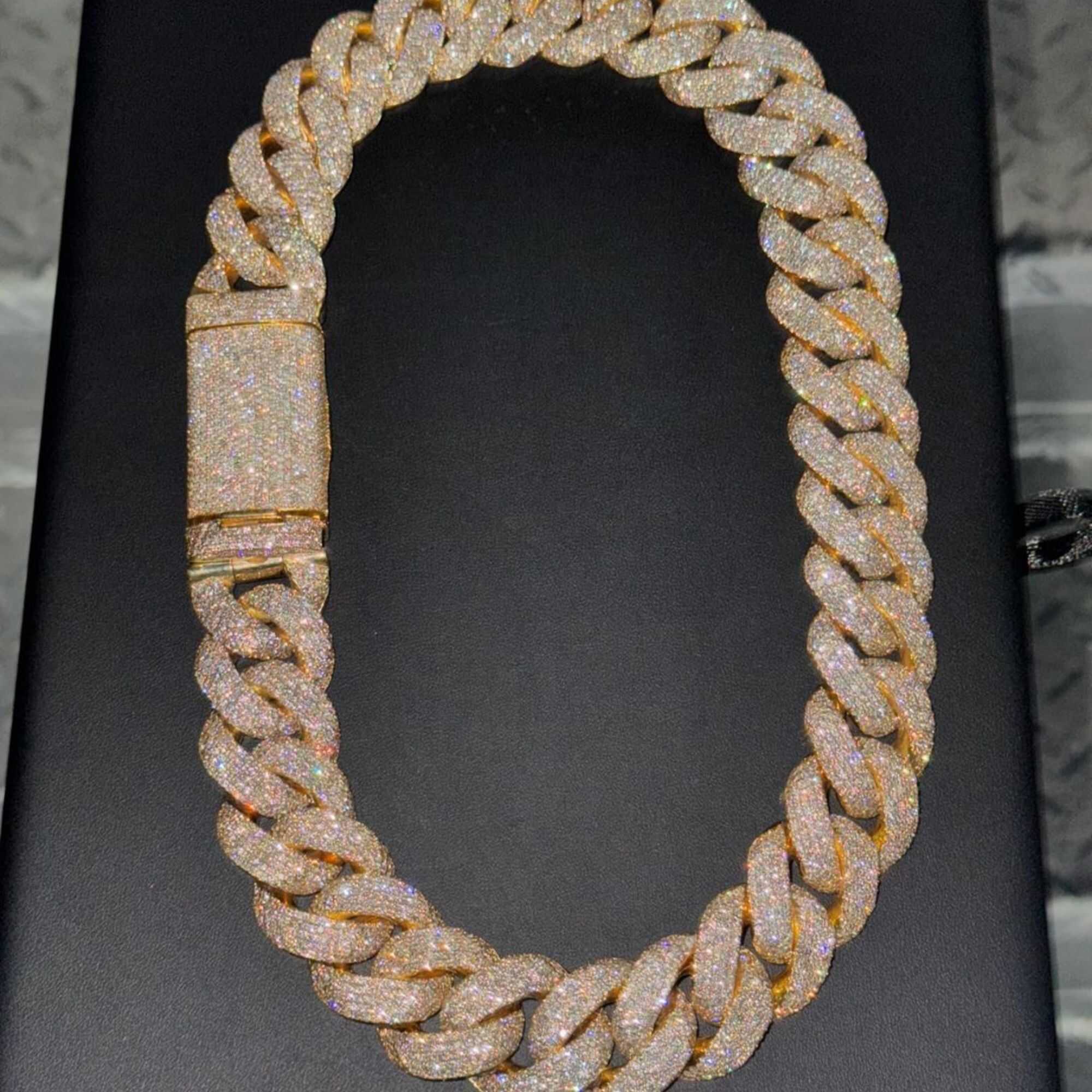 22mm Iced Out Cuban Link Chain With Moissanite Stones for Men & Women 3 22 mm Cuban Link Chain for men