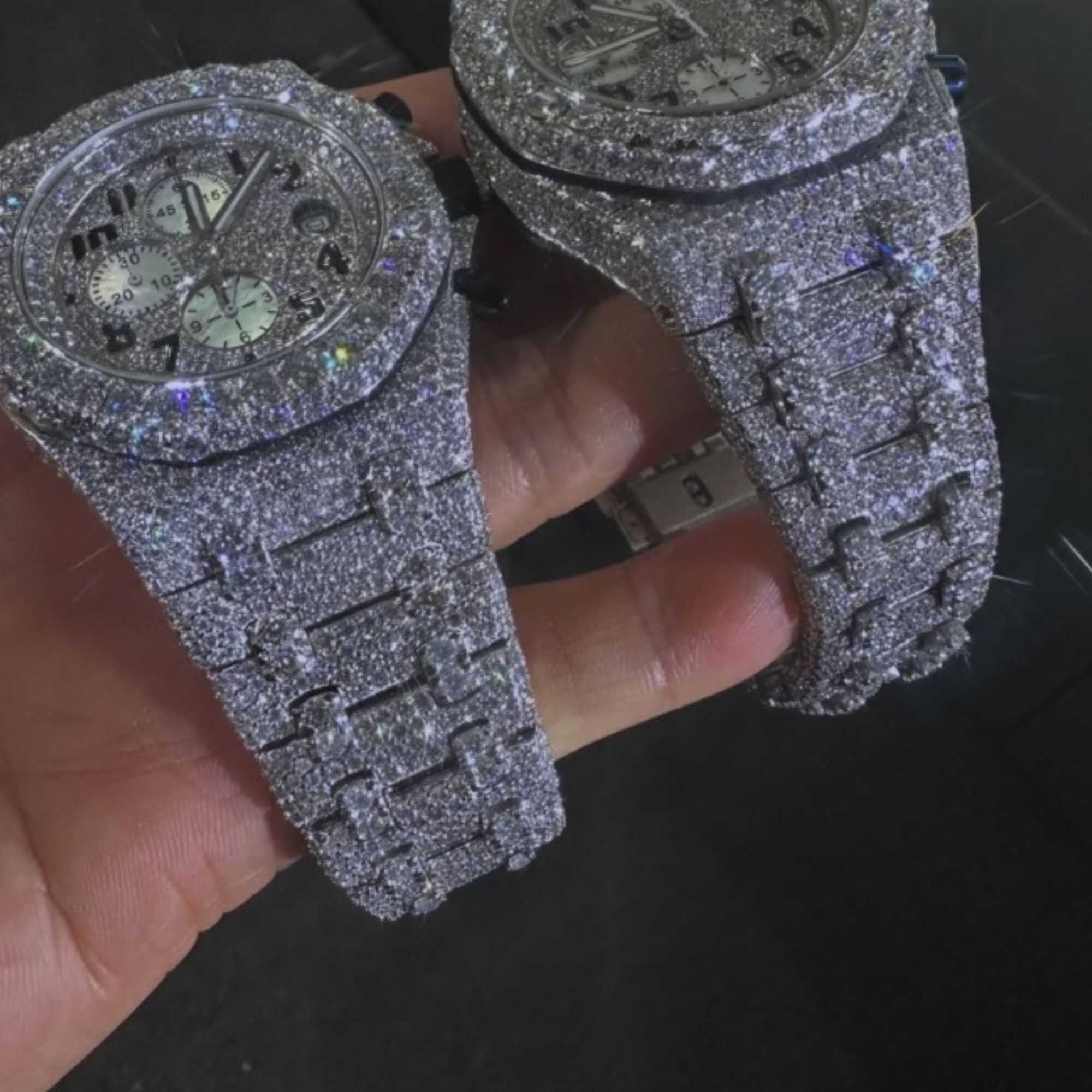 Moissanite Watches Fully Iced Out with Round Dial 4 Moissanite Watches Fully Iced Out with Round Dial - Image 4
