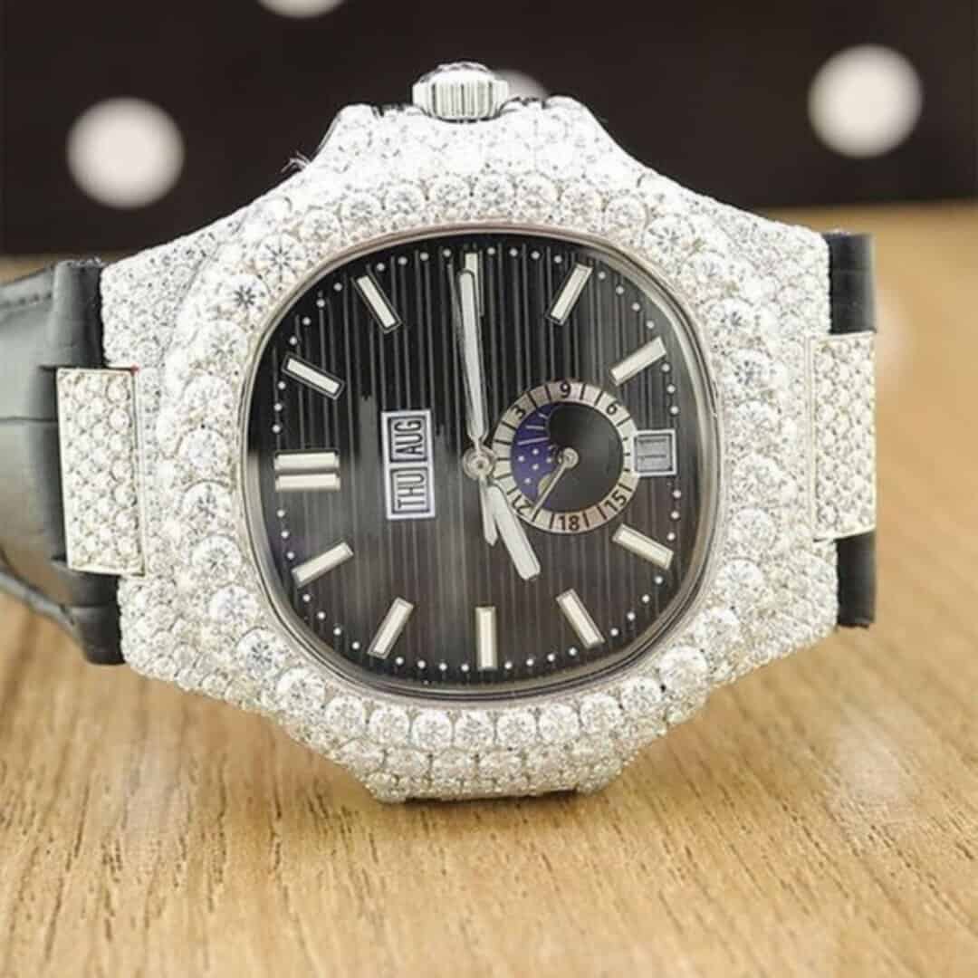 Bust Down VVS Moissanite Chronograph Watch for Men 1 Bust Down VVS Moissanite Chronograph Watch for Men