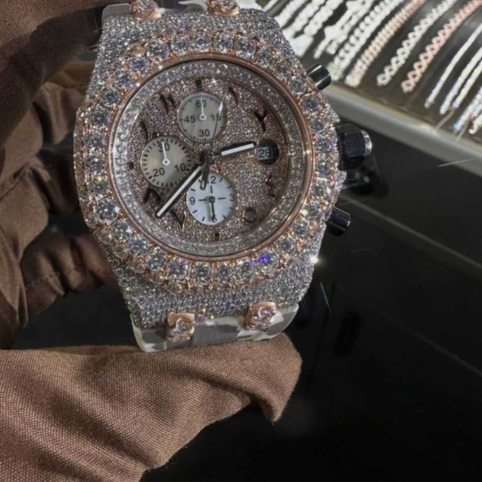 Moissanite Watches Fully Iced with Minimalist Round Dial for Men & Women 4 Moissanite Watches Fully Iced with Minimalist Round Dial for Men & Women - Image 4