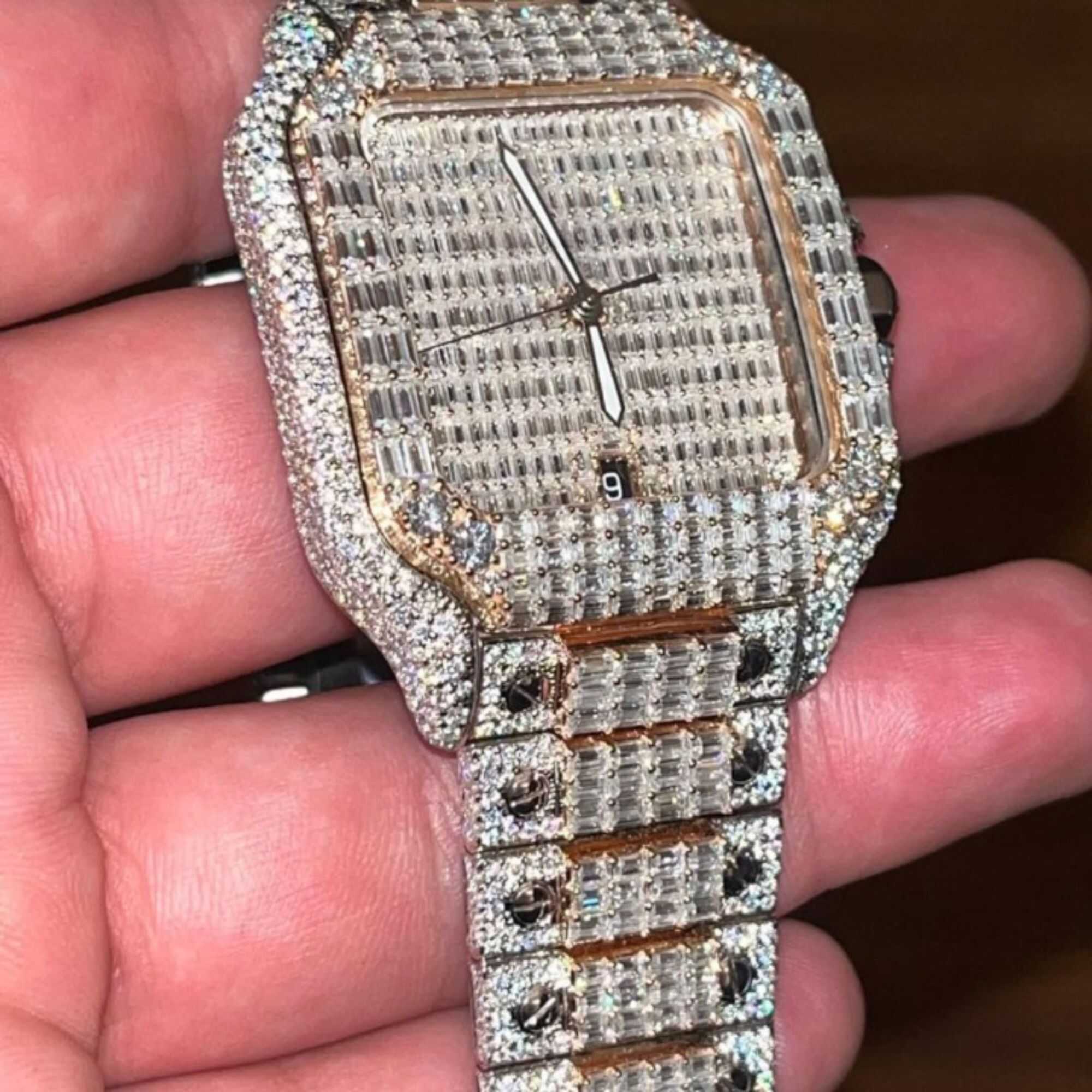 Iced Out Moissanite Watches with Sleek Dial for Men & Women 1 Iced Out Moissanite Watches with Sleek Dial for Men & Women