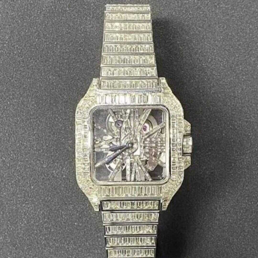 Stainless Steel Iced Moissanite Watch 1 Stainless Steel Iced Moissanite Watch