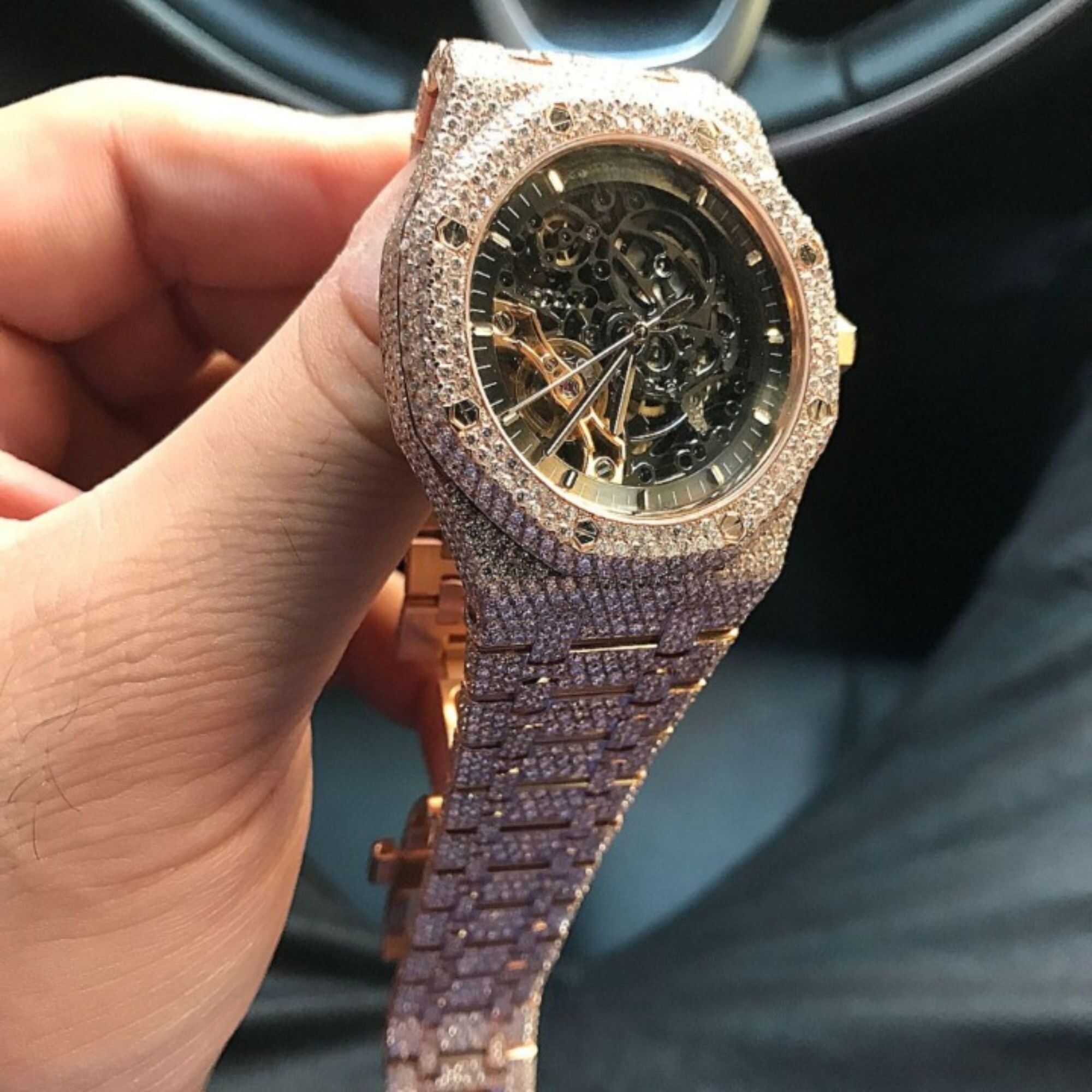Premium Frosted Bust Down Iced Out Watches, Moissanite Watches 6 Cheapest Audemars Piguet Watch