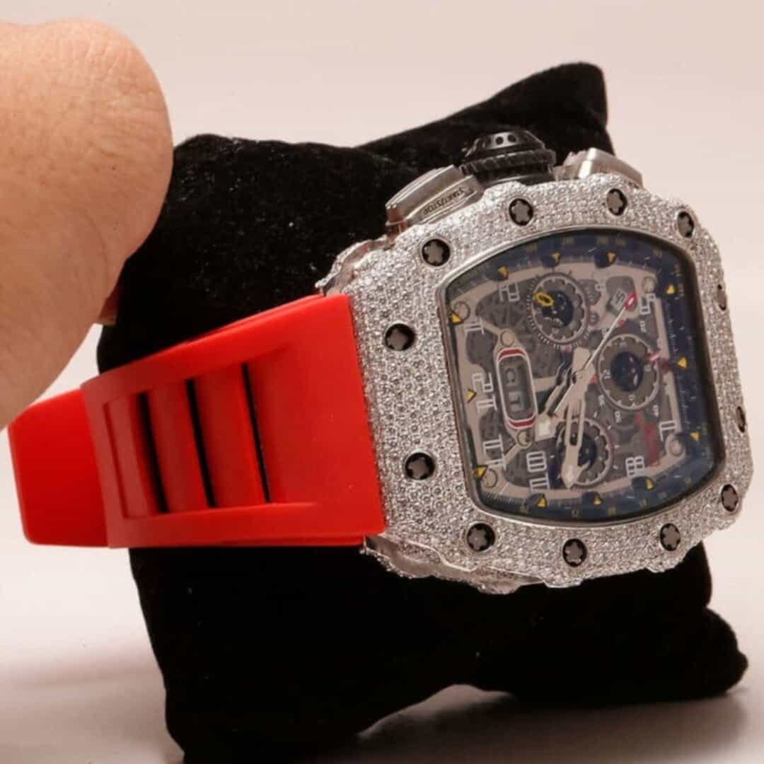 Iced Out Moissanite Watch with Soft Silicone Fit 8 Iced Out Moissanite Watch with Soft Silicone Fit - Image 8