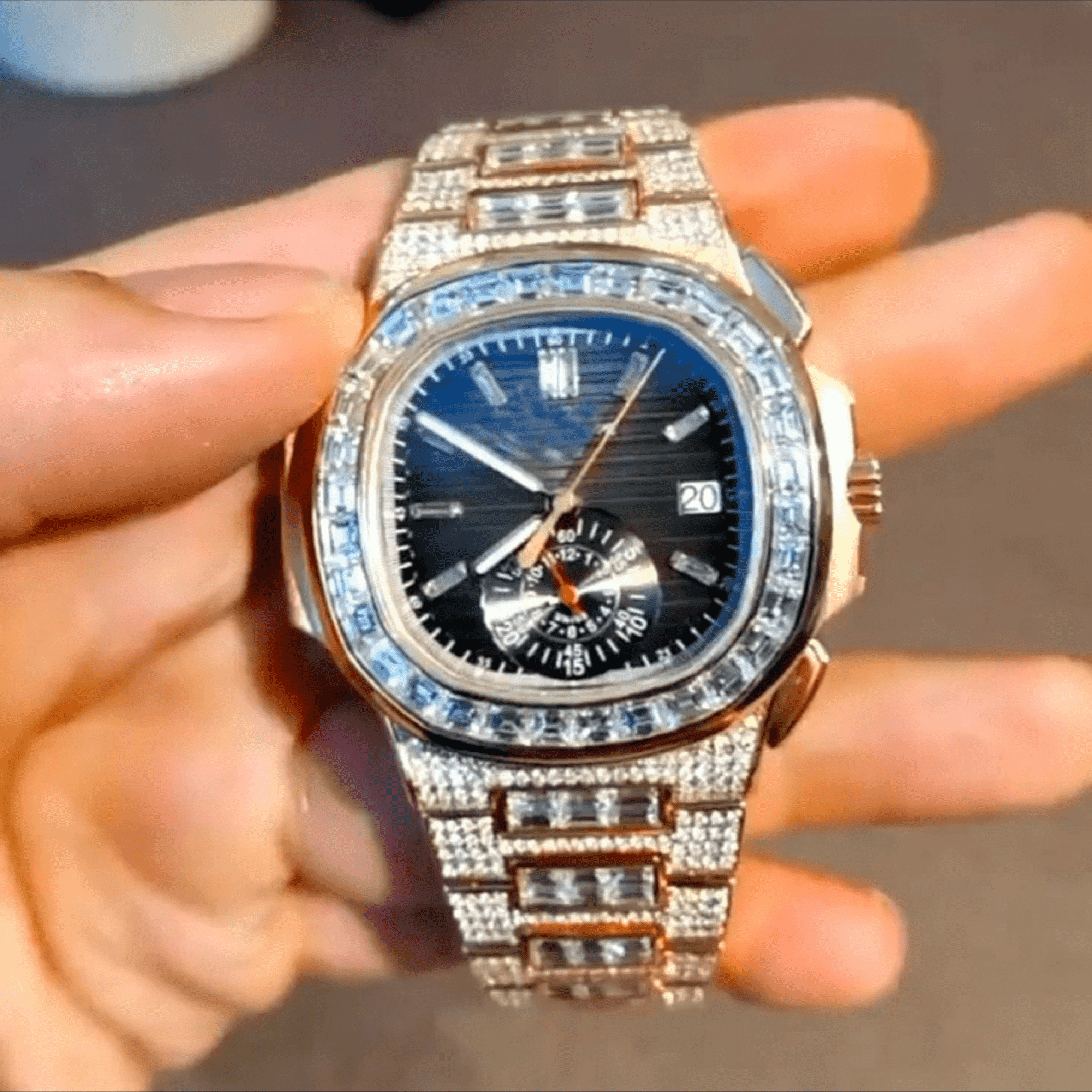 Stainless Steel Iced Out Luxury Watch for Party 1 Moissanite watch that passes diamond tester for sale